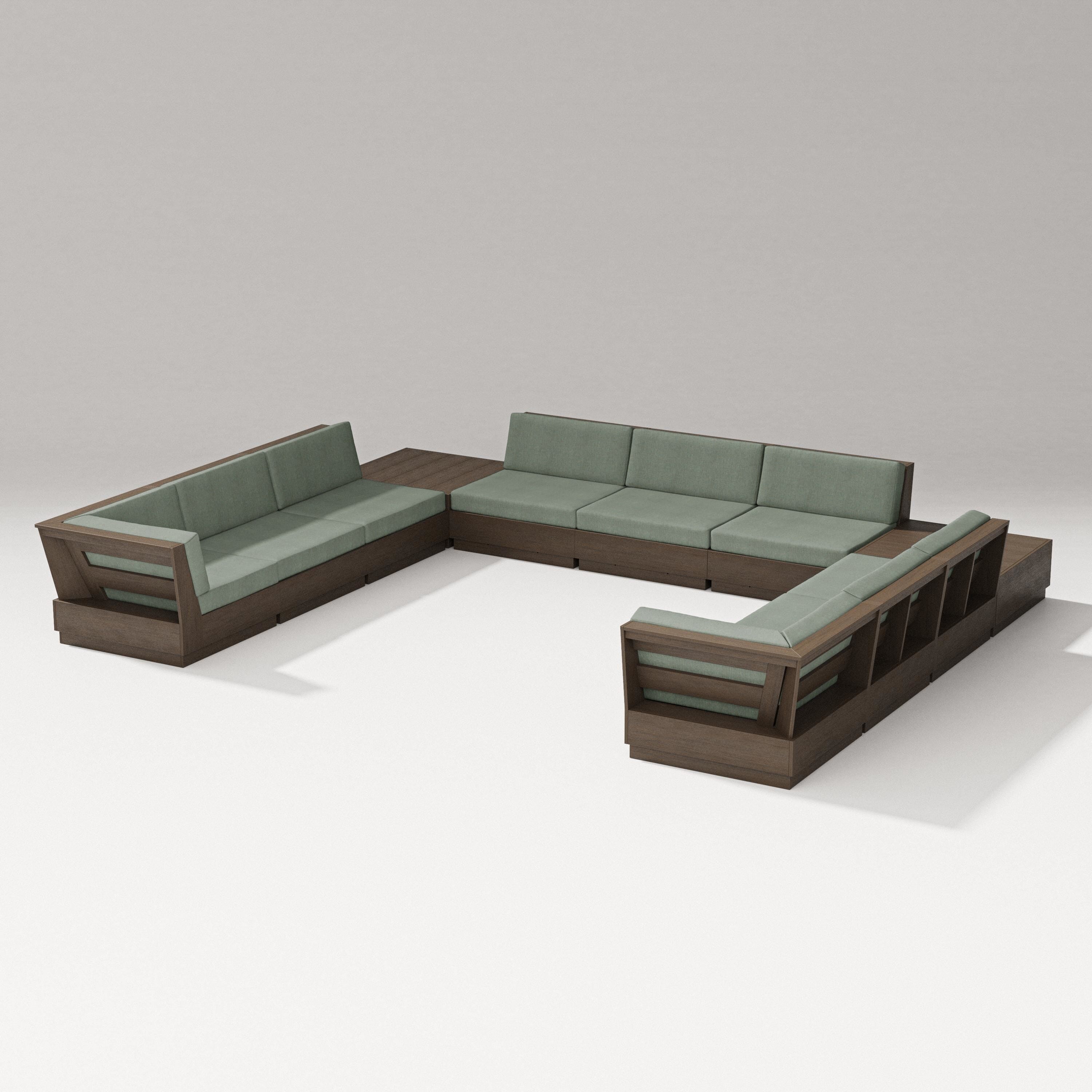 PW Designer Series Elevate 11-Piece U-Shaped Sofa Sectional in Kona / Cast Sage