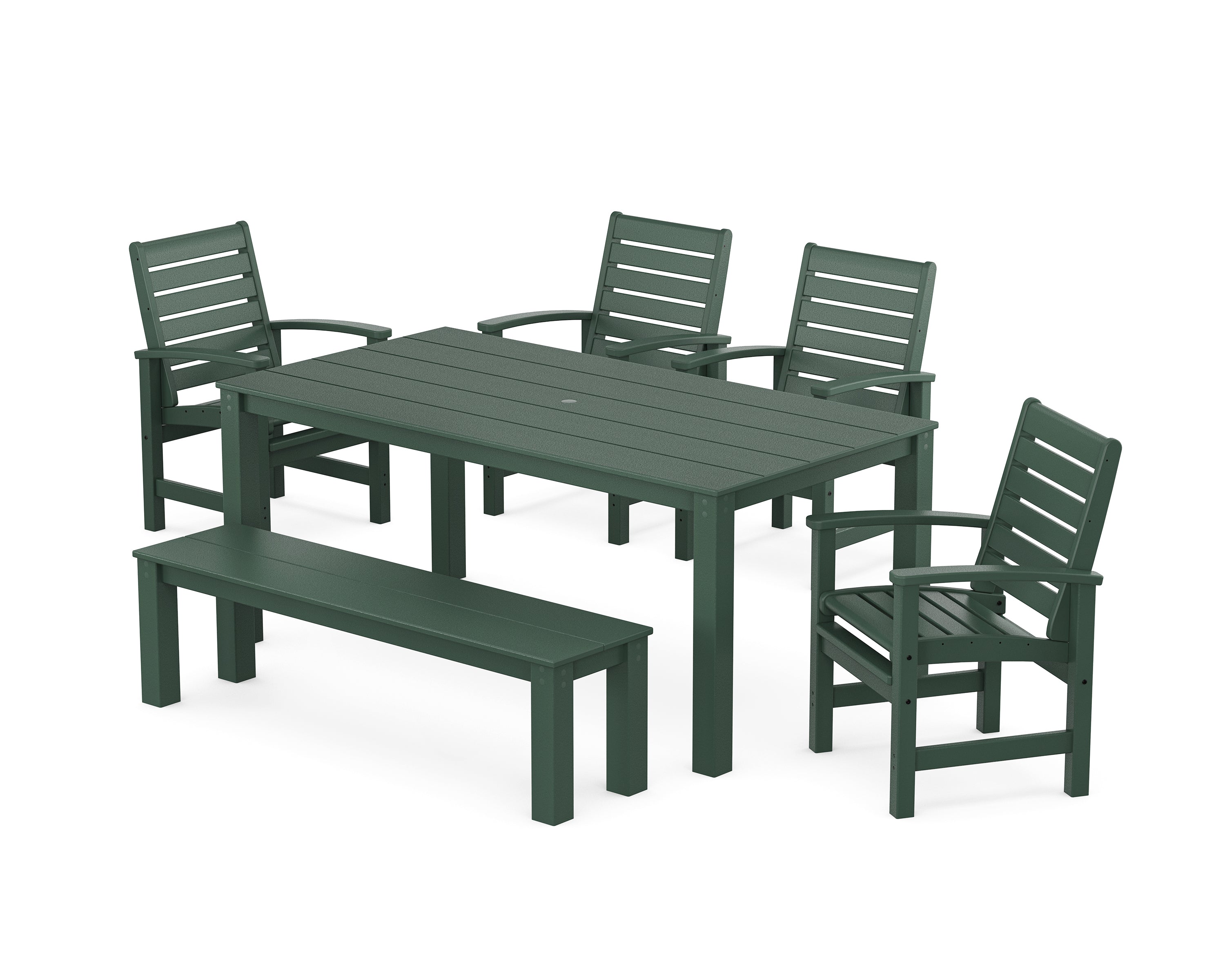 POLYWOOD Signature 6-Piece Parsons Dining Set with Bench in Green