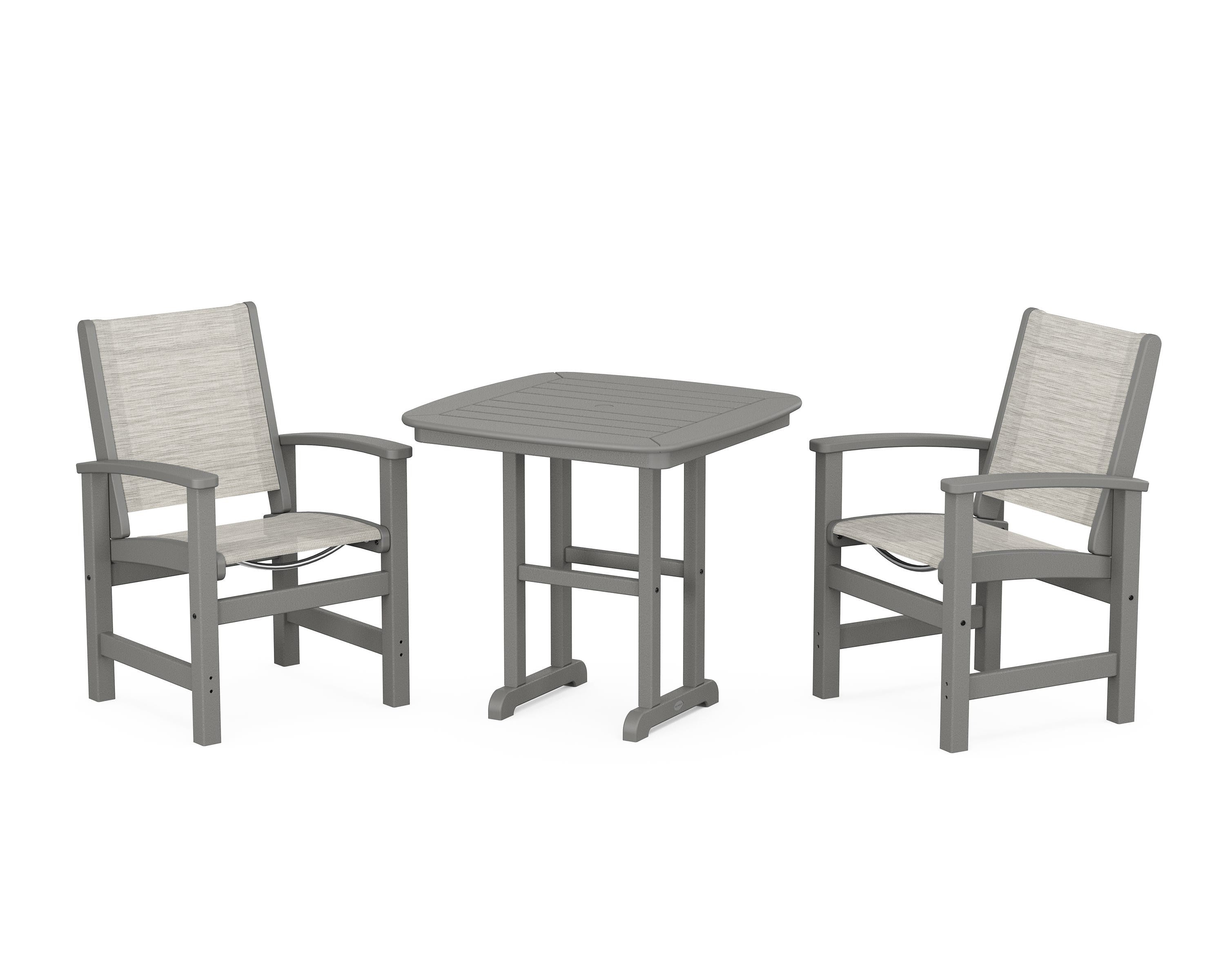 POLYWOOD Coastal 3-Piece Dining Set in Slate Grey / Birch Sling