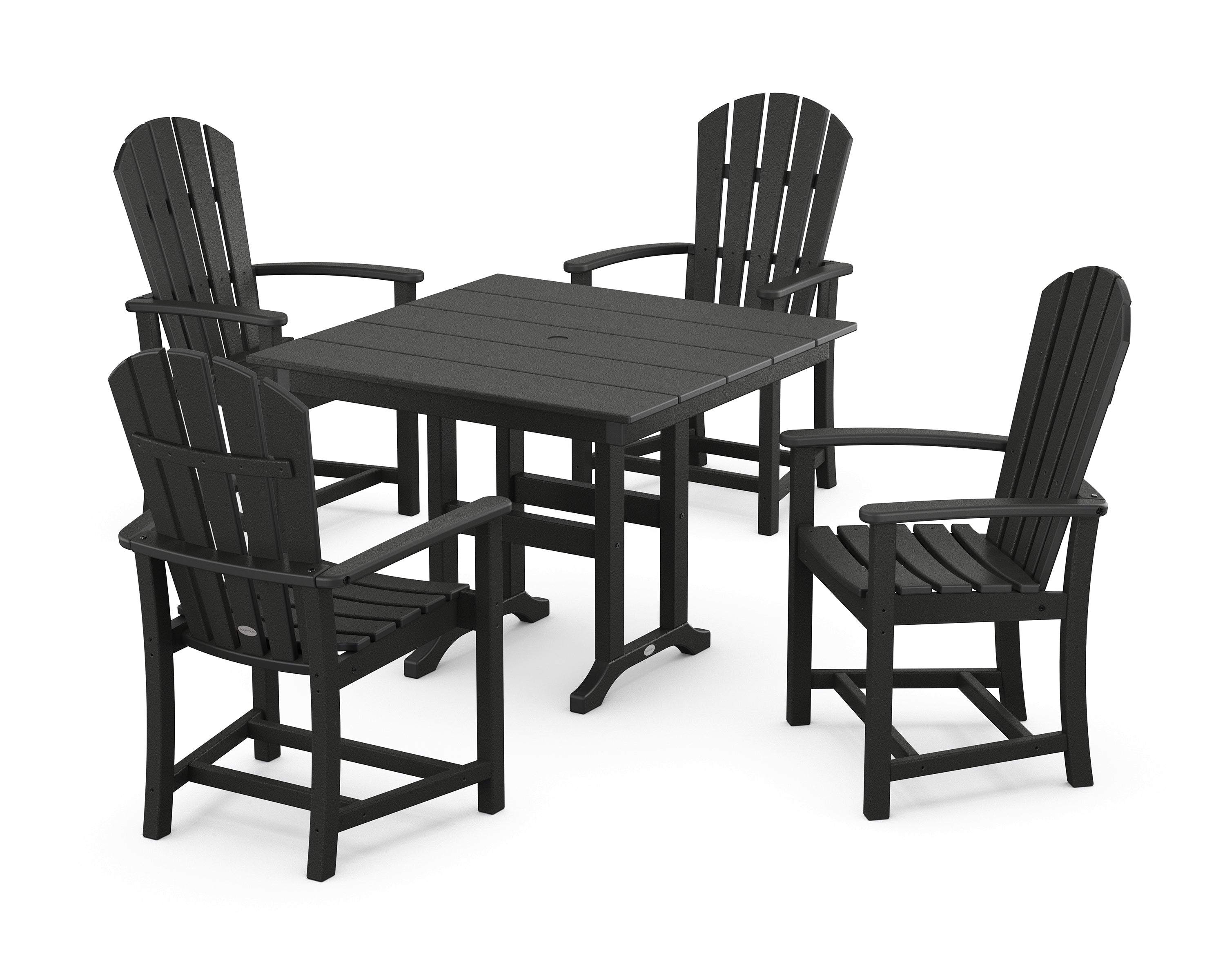 POLYWOOD Palm Coast 5-Piece Farmhouse Dining Set in Black