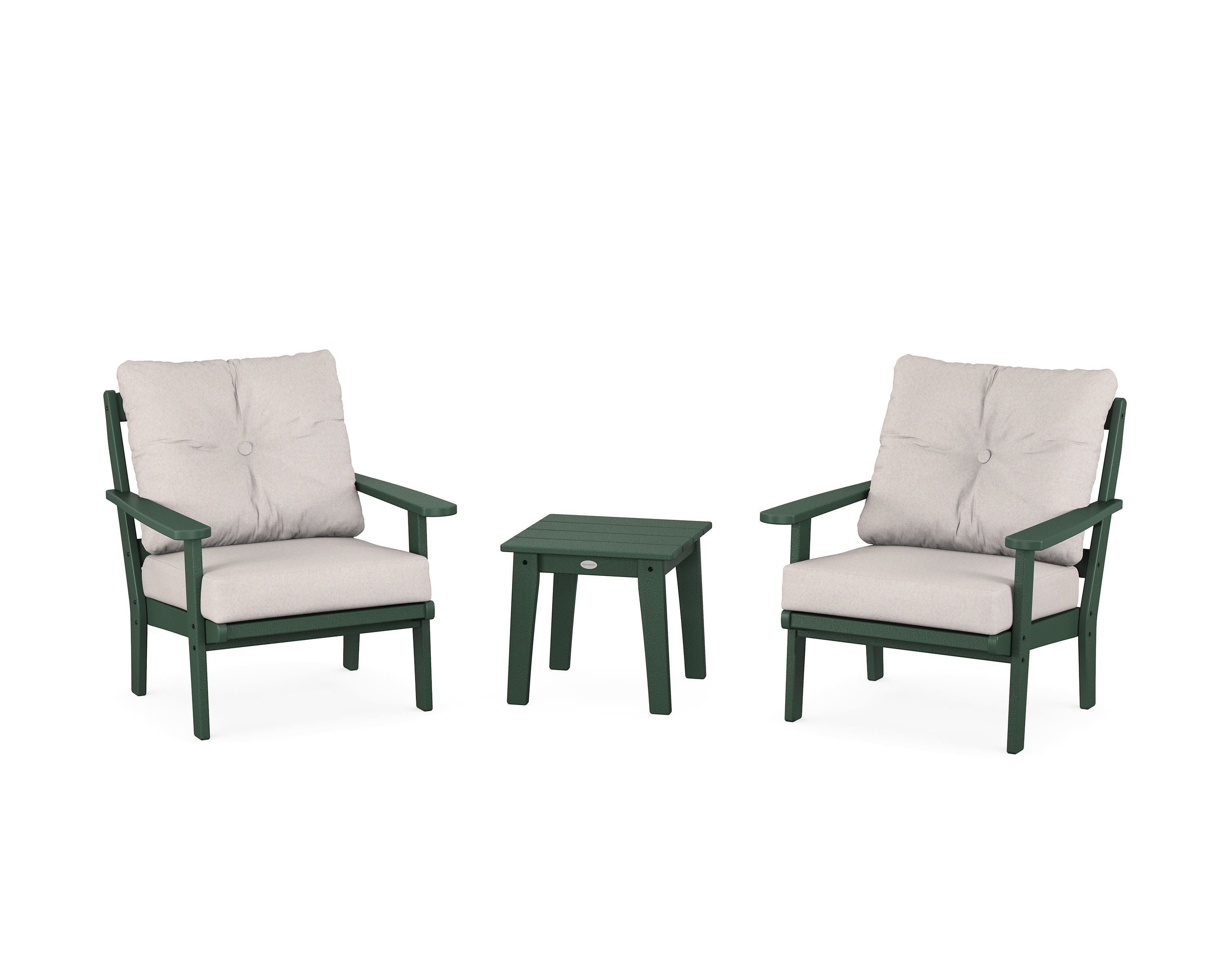 POLYWOOD Mission 3-Piece Deep Seating Set in Green / Dune Burlap