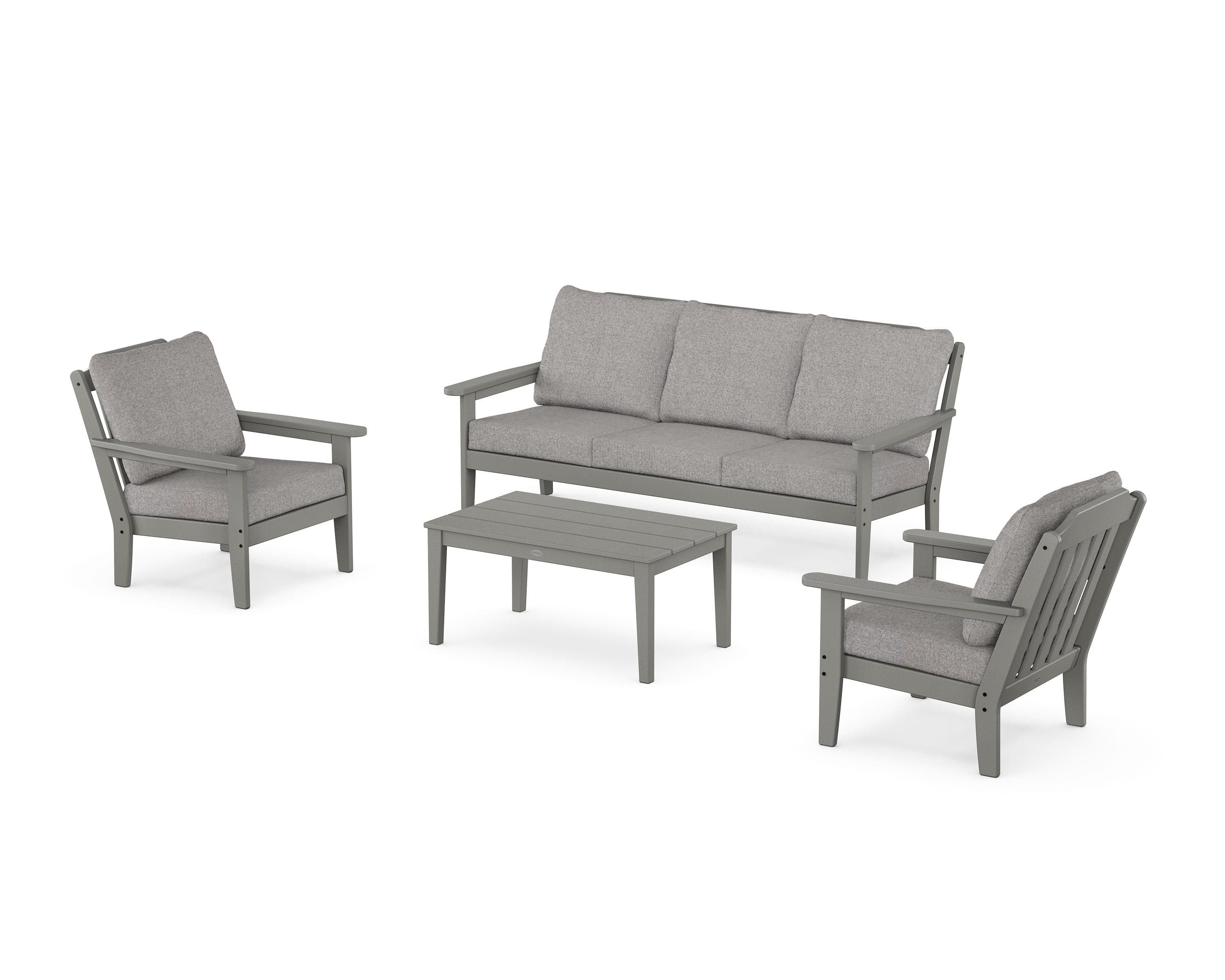 Country Living Cottage 4-Piece Deep Seating Set with Sofa in Slate Grey / Grey Mist
