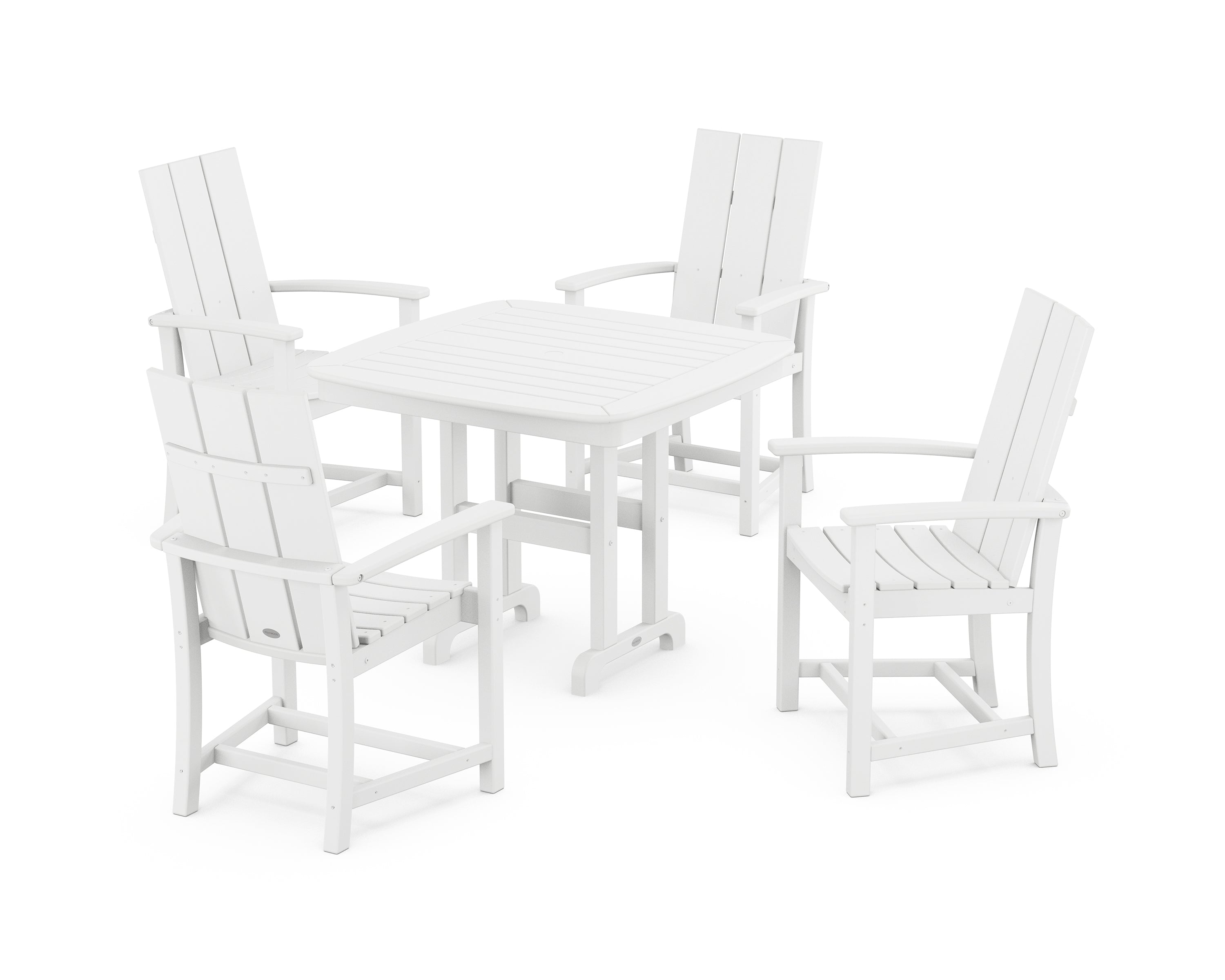 POLYWOOD® Modern Adirondack 5-Piece Dining Set in White