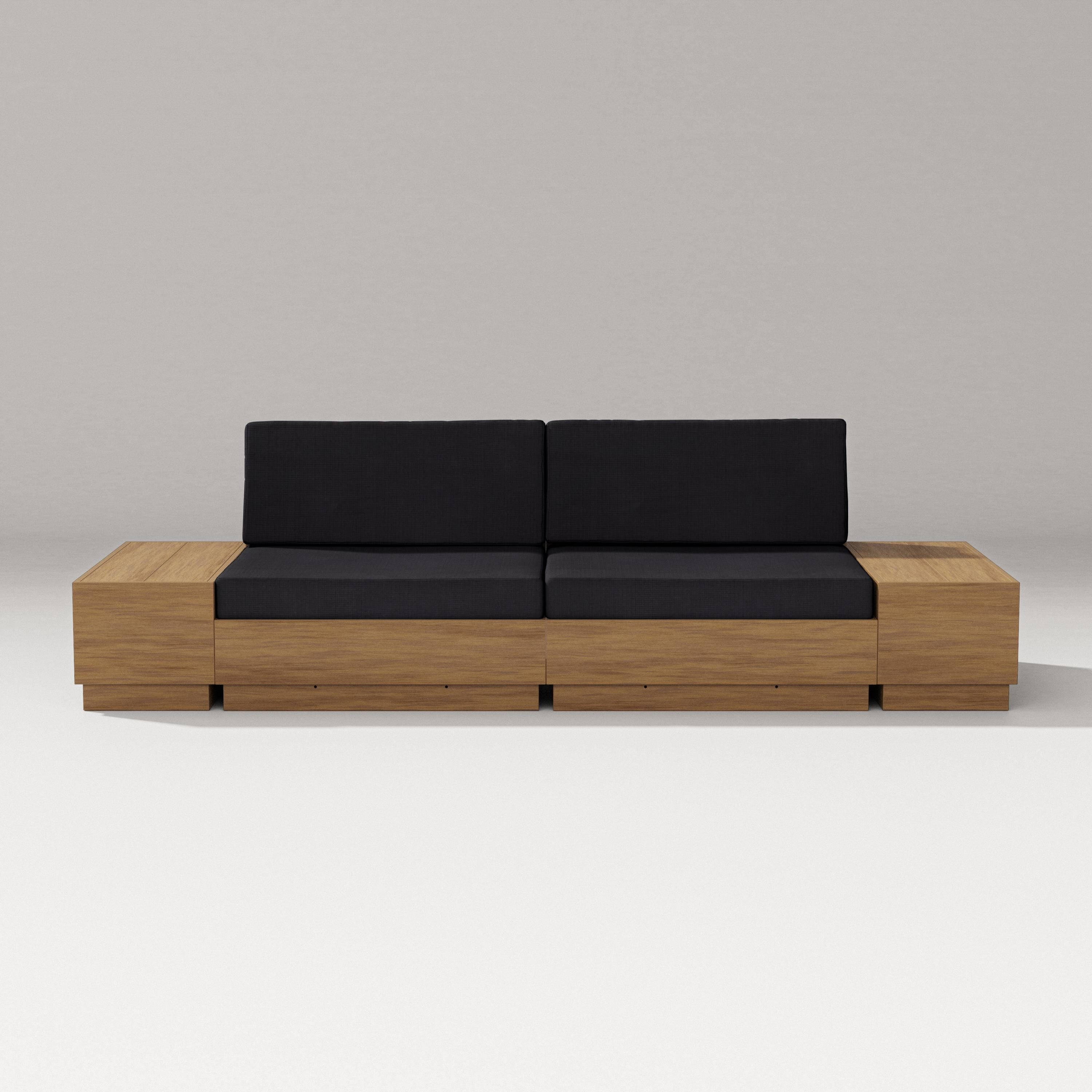 PW Designer Series Elevate 4-Piece Loveseat Sectional in Natural / Midnight Linen