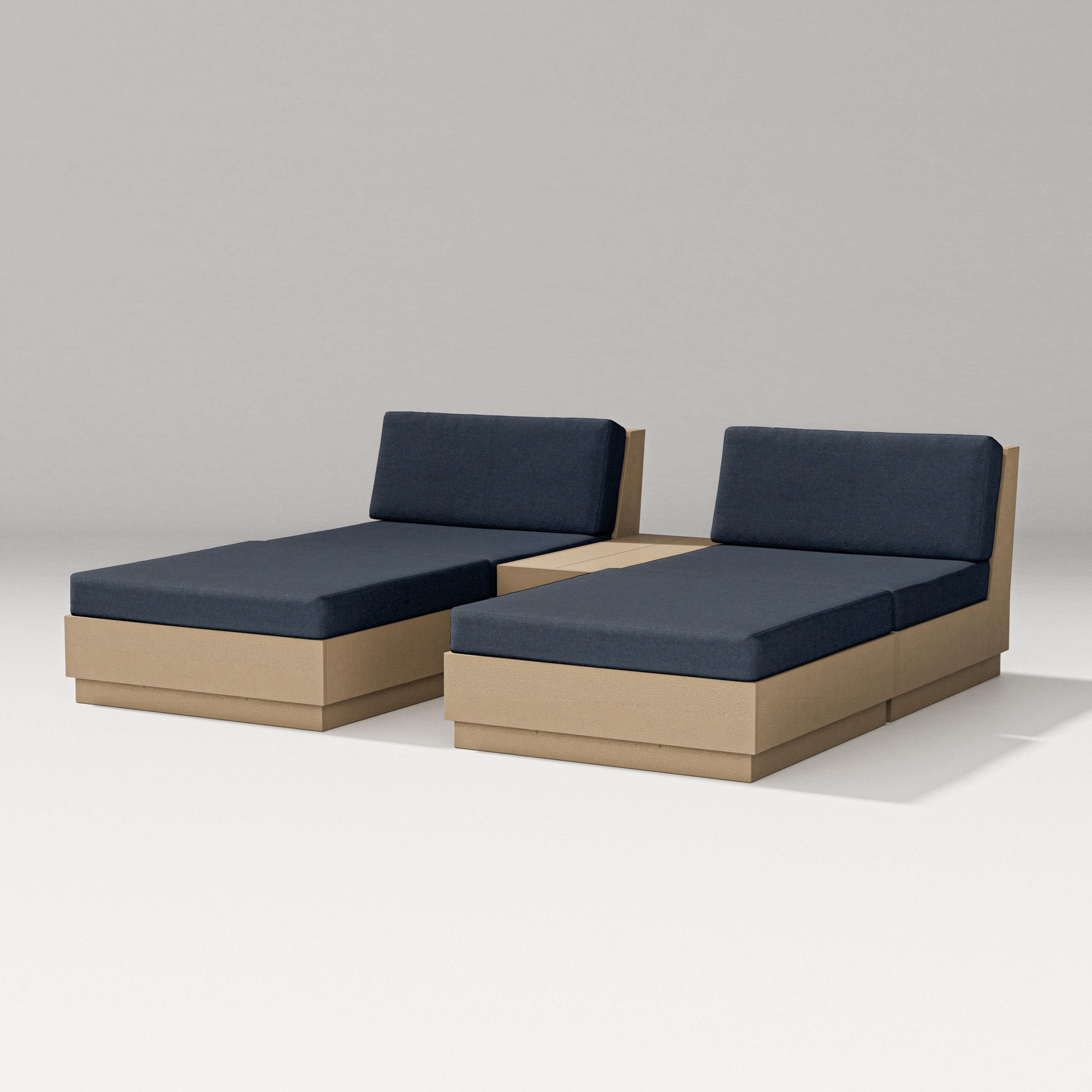 PW Designer Series Elevate Double Chaise Set in Vintage Sahara / Marine Indigo