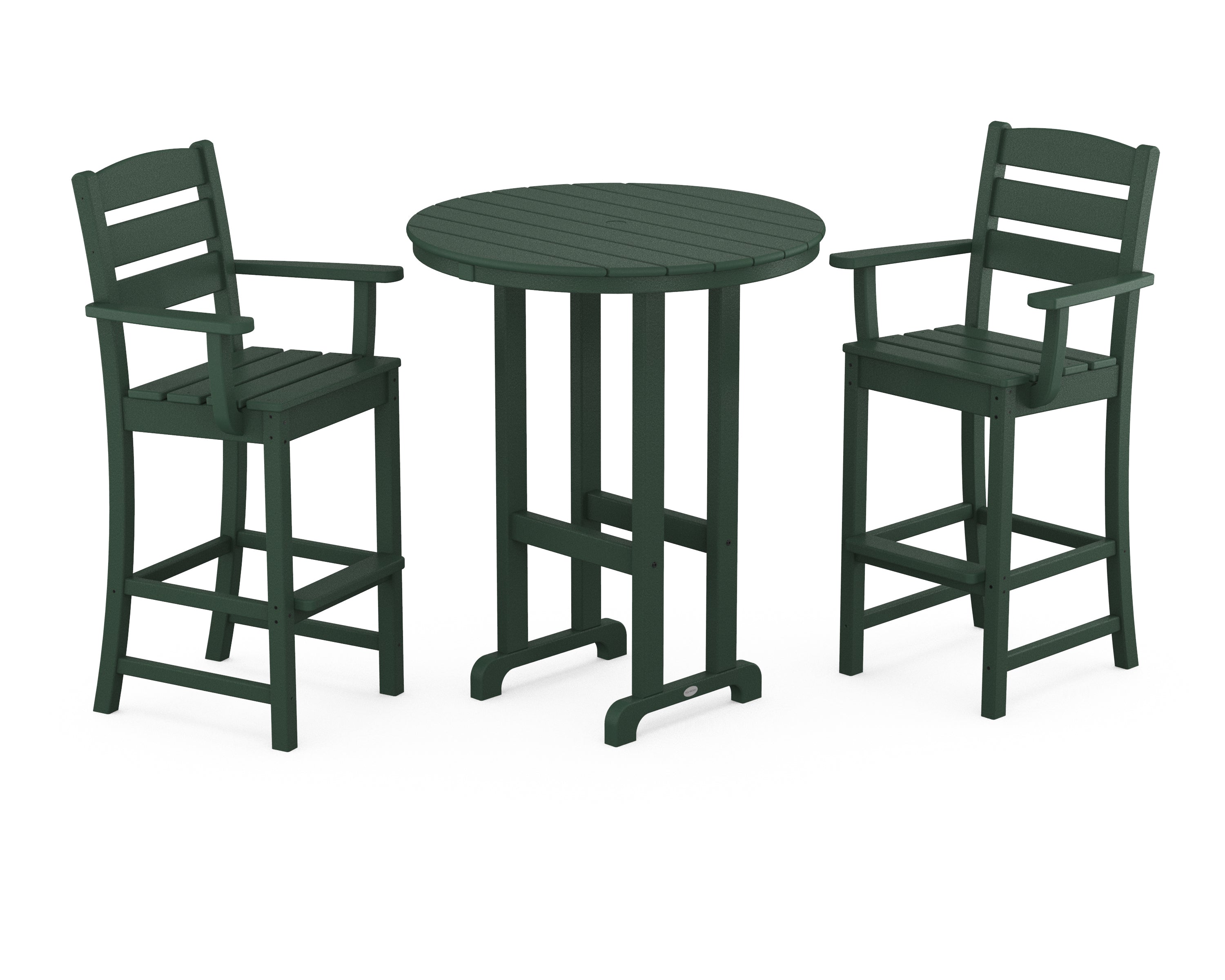 POLYWOOD® Lakeside 3-Piece Round Bar Arm Chair Set in Green