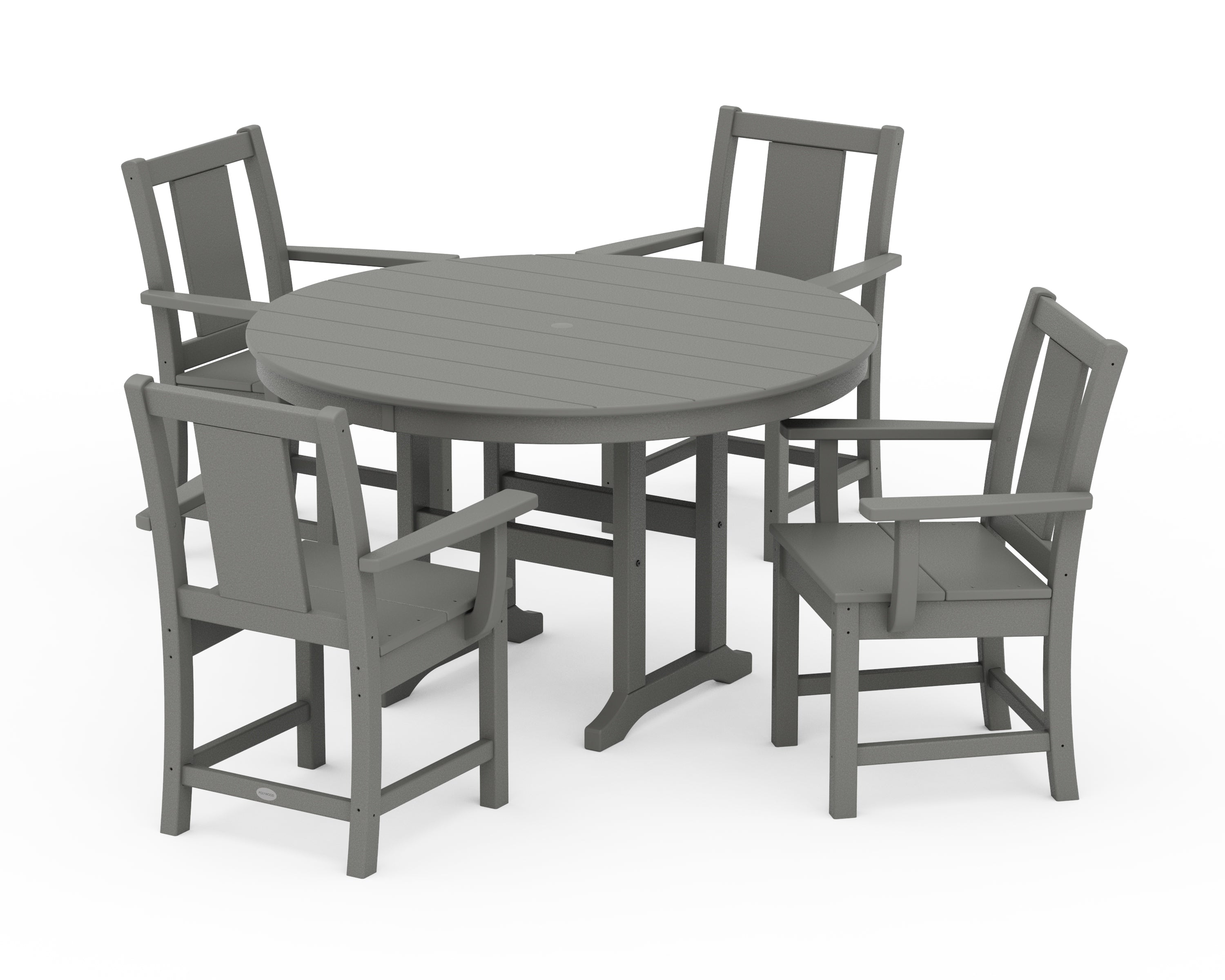POLYWOOD Prairie 5-Piece Round Farmhouse Dining Set in Slate Grey