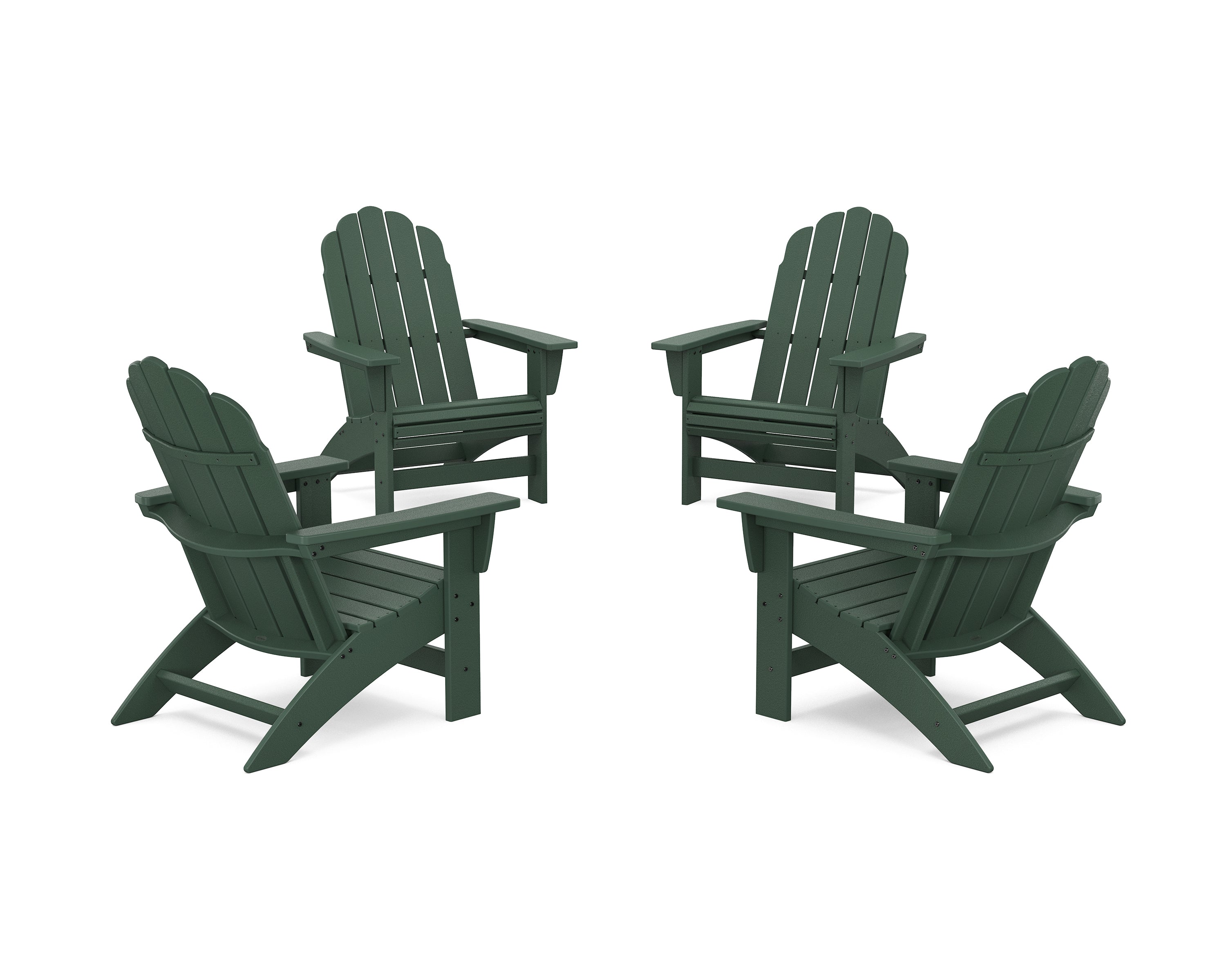 POLYWOOD 4-Piece Vineyard Grand Adirondack Chair Conversation Set in Green