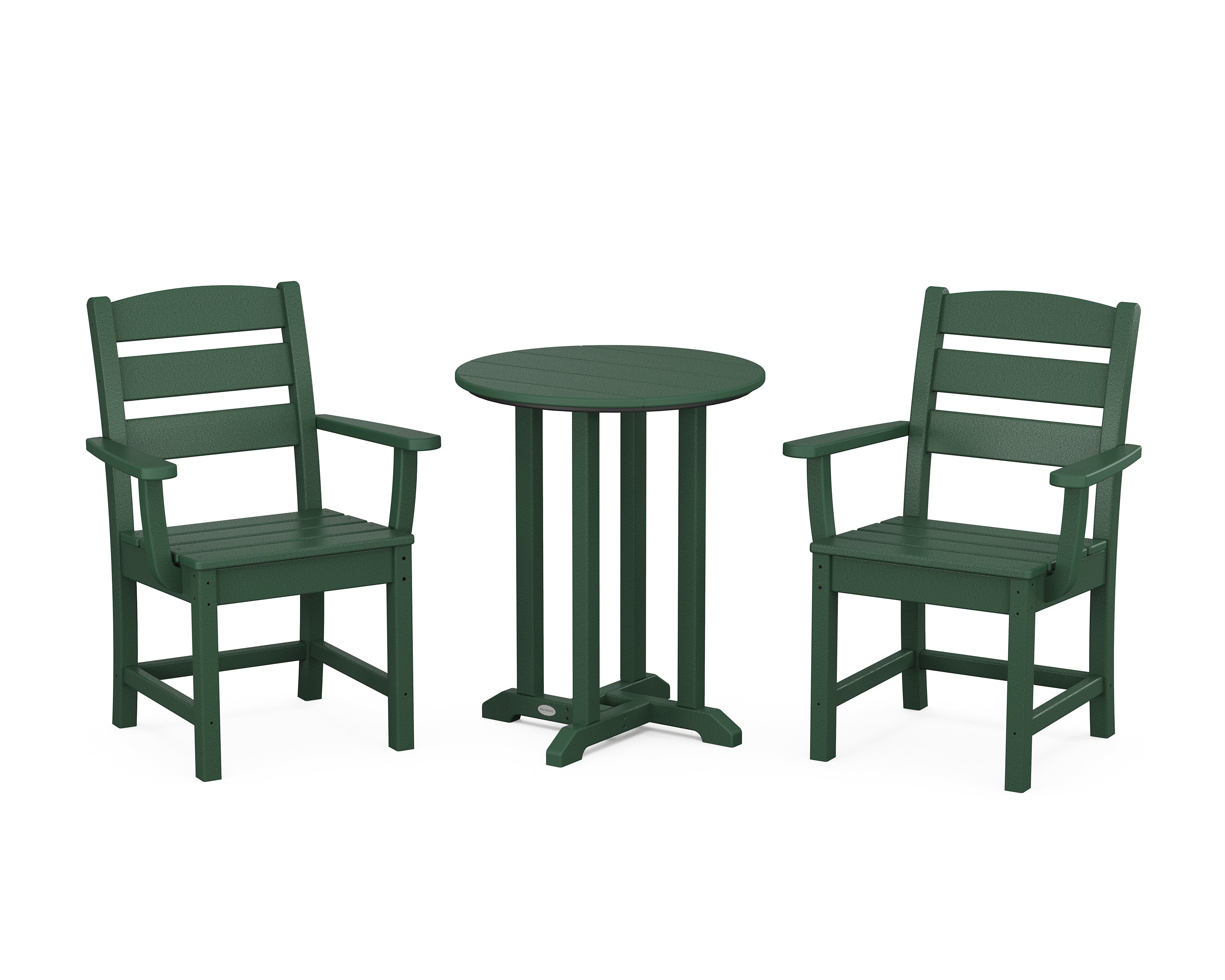 POLYWOOD Lakeside 3-Piece Round Bistro Dining Set in Green