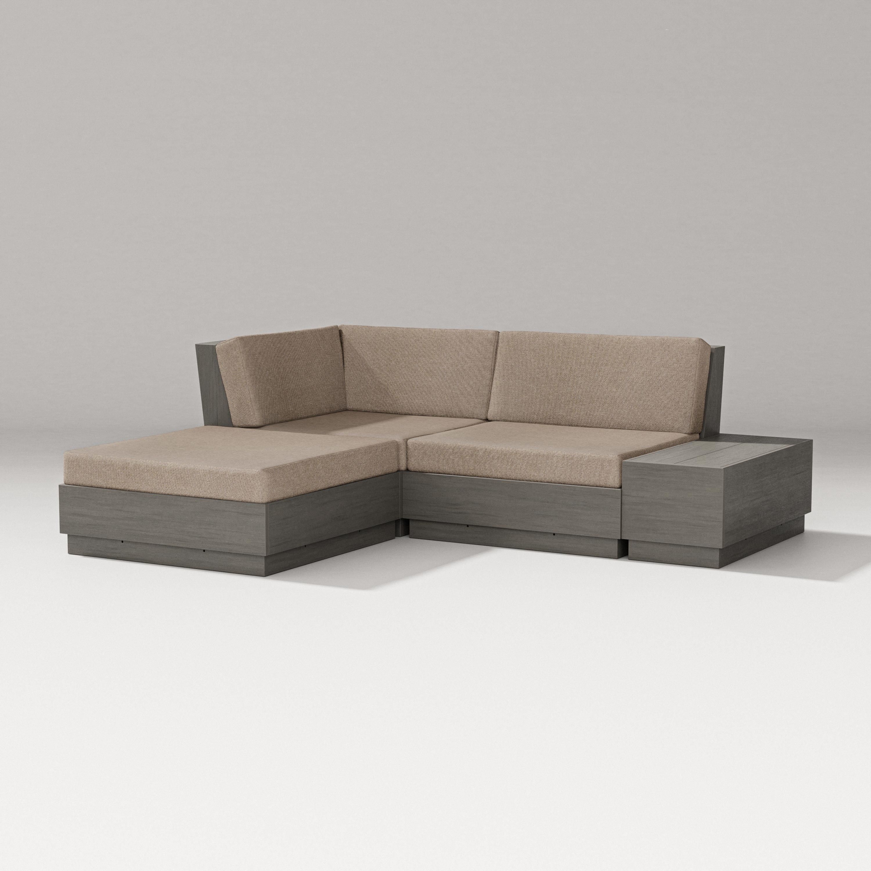 PW Designer Series Elevate Loveseat Sectional with Chaise in Driftwood / Spiced Burlap