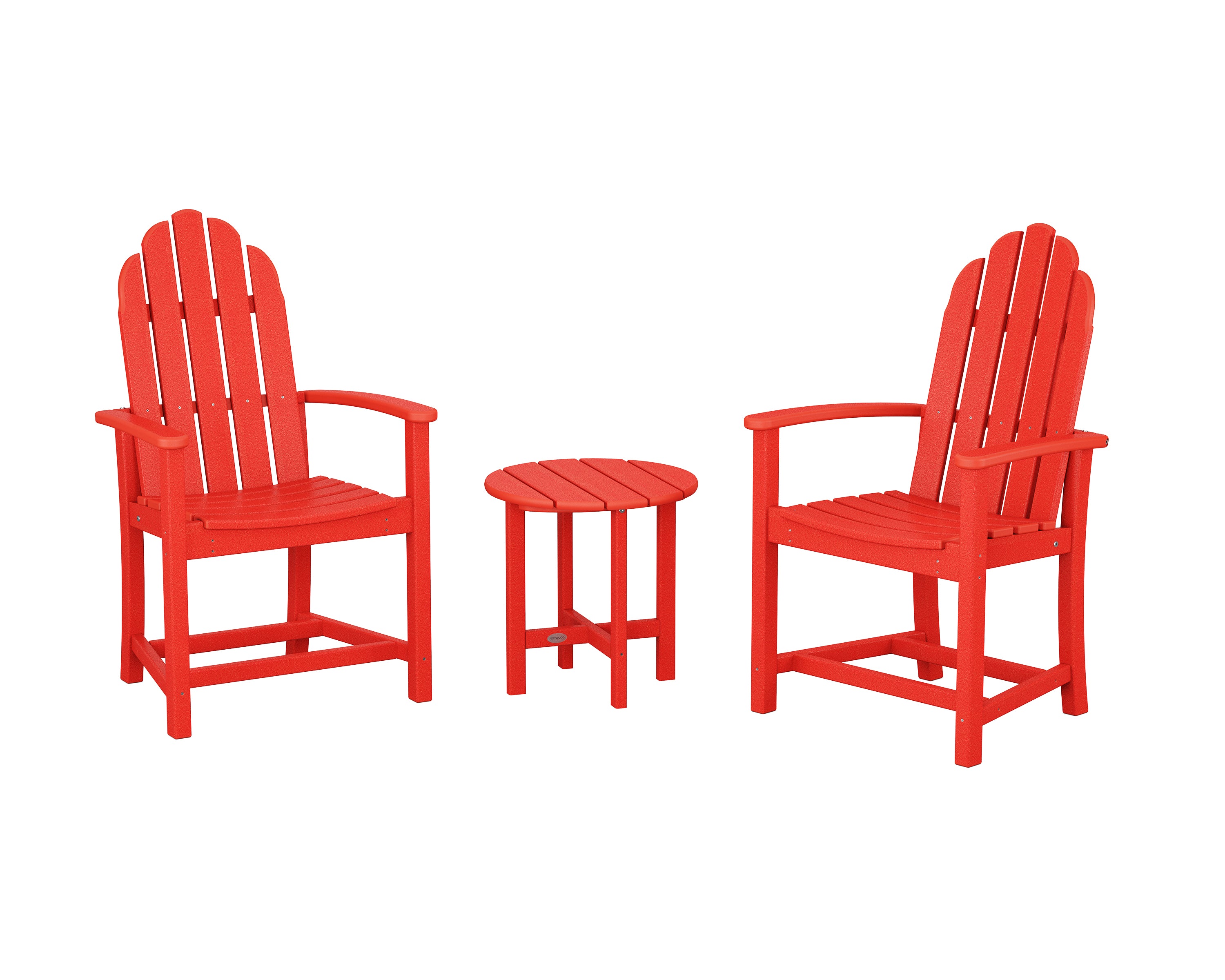 POLYWOOD Classic 3-Piece Upright Adirondack Chair Set in Sunset Red