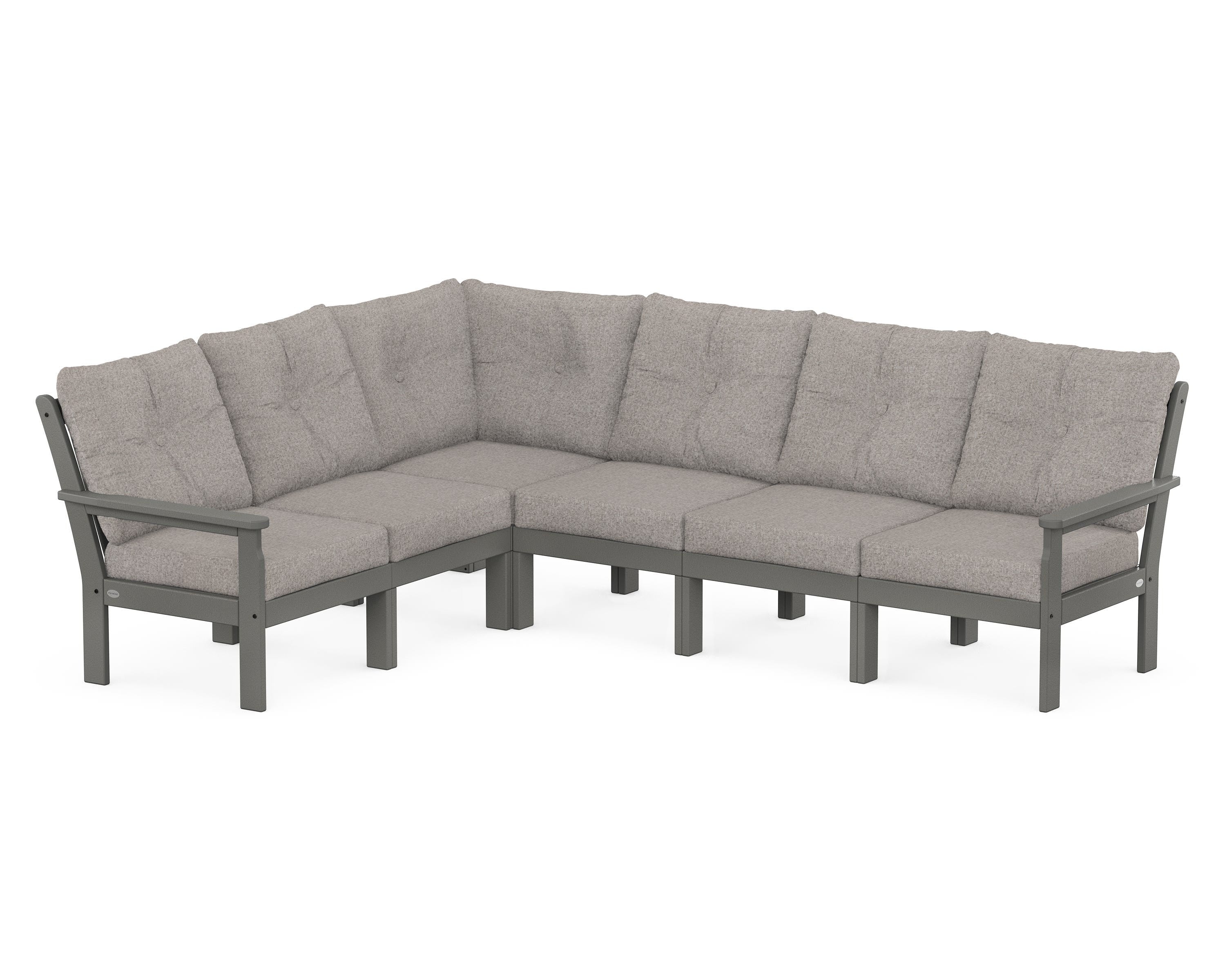 POLYWOOD Vineyard 6-Piece Sectional in Slate Grey / Weathered Tweed