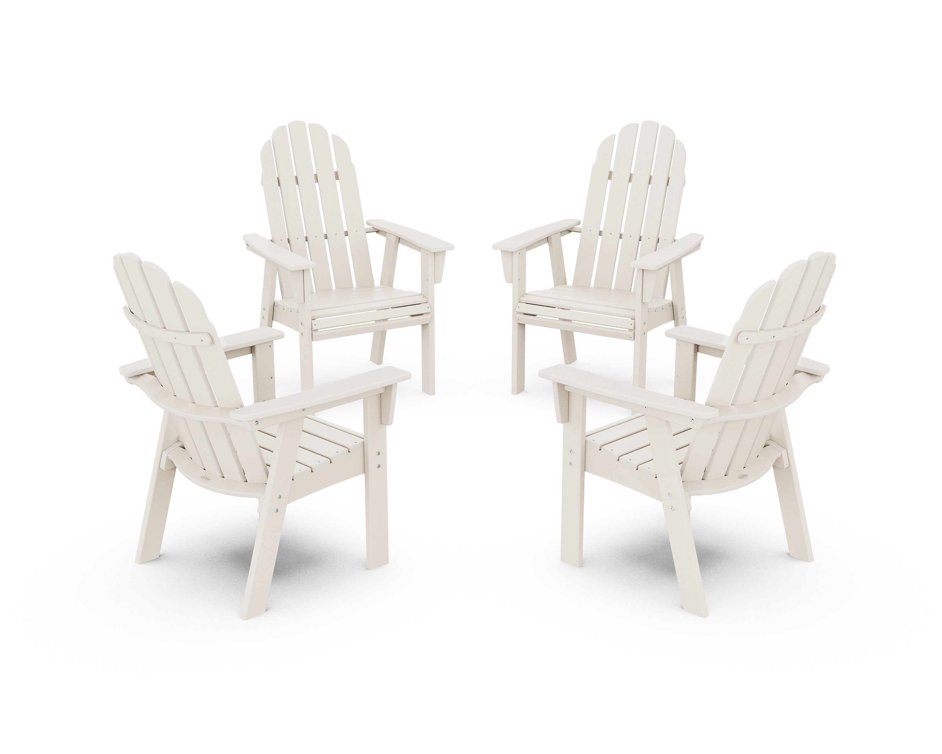 POLYWOOD Vineyard 4-Piece Curveback Upright Adirondack Conversation Set in Sand