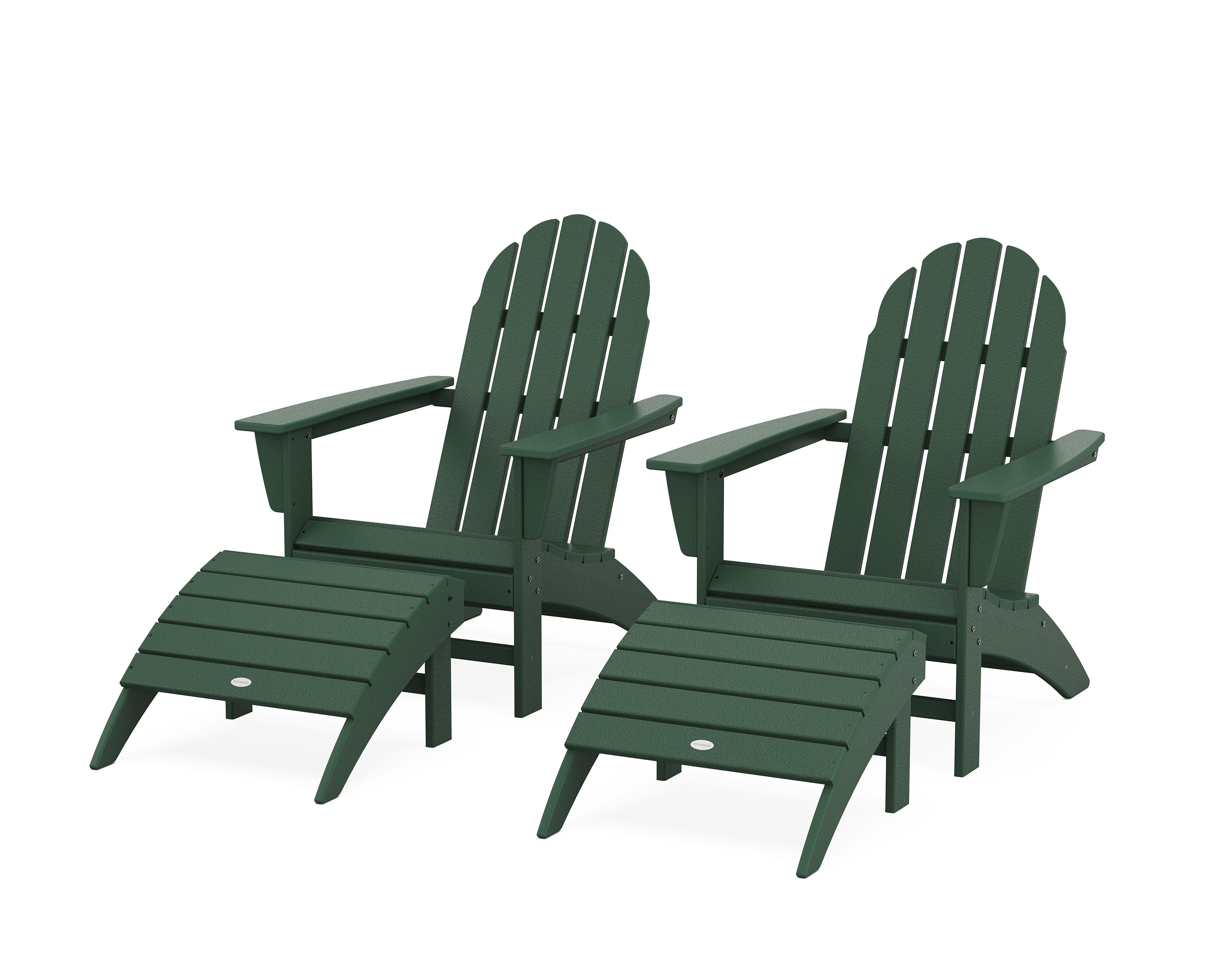 POLYWOOD Vineyard Adirondack Chair 4-Piece Set with Ottomans in Green