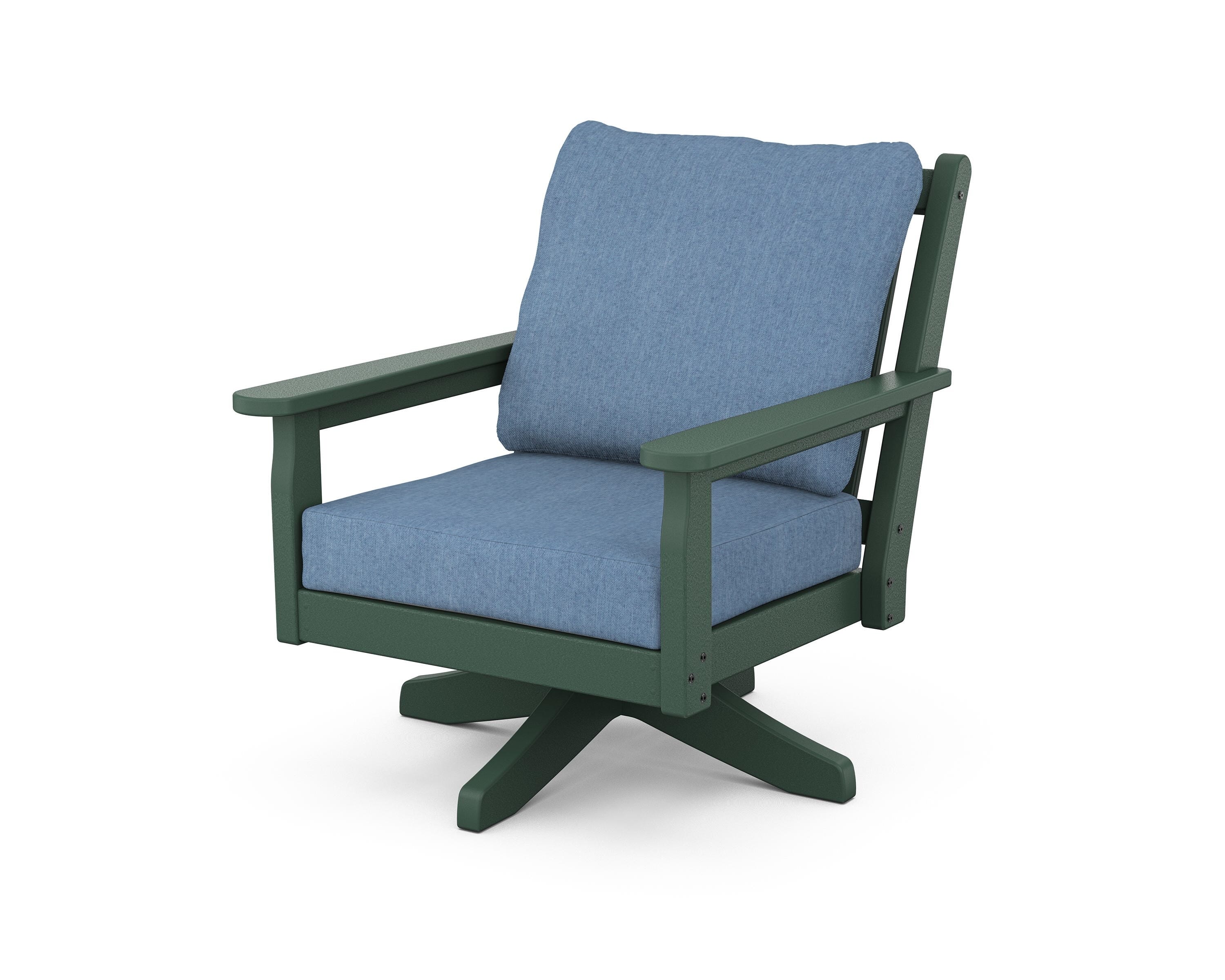 POLYWOOD Chippendale Deep Seating Swivel Chair in Green / Sky Blue