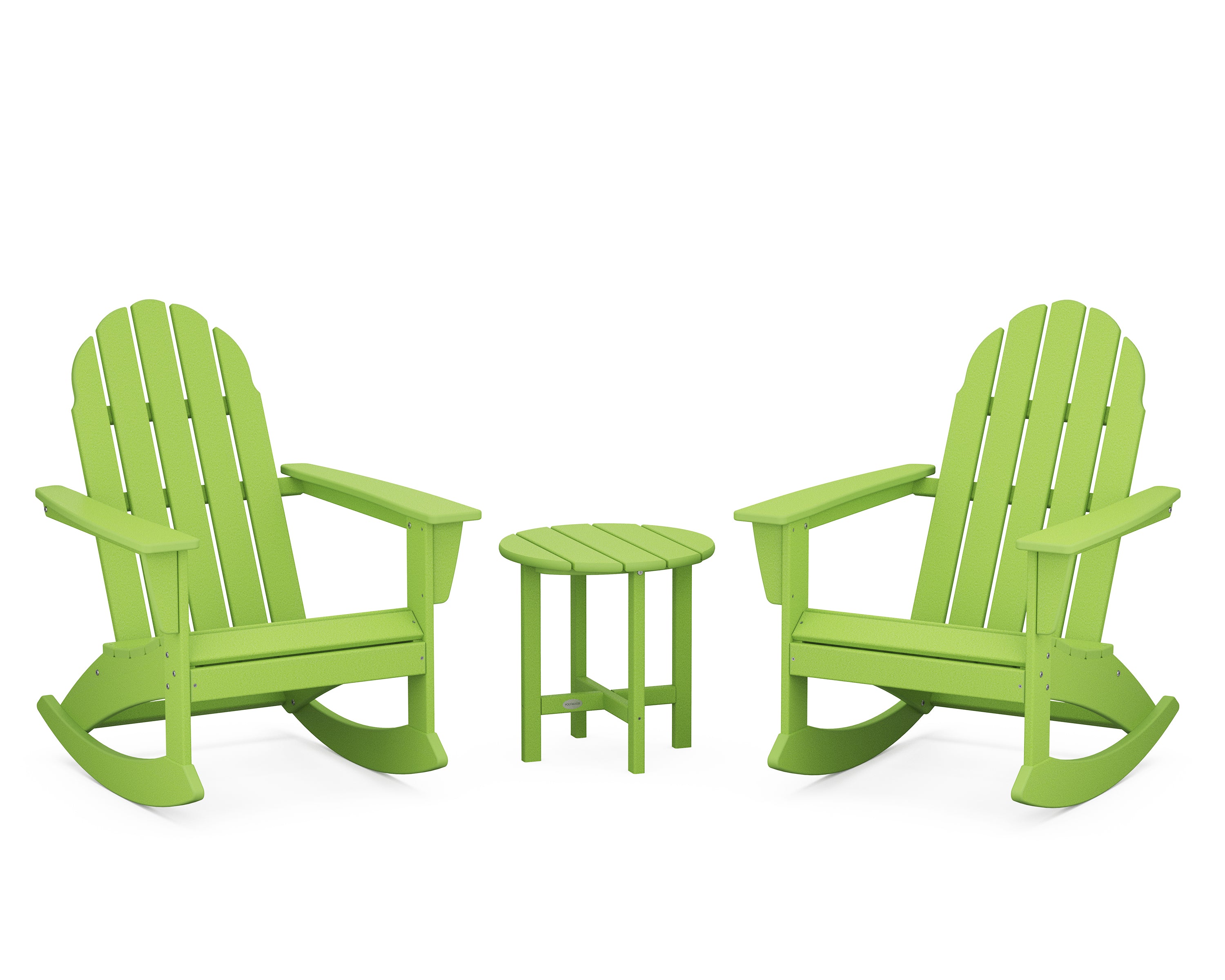 POLYWOOD Vineyard 3-Piece Adirondack Rocking Chair Set in Lime