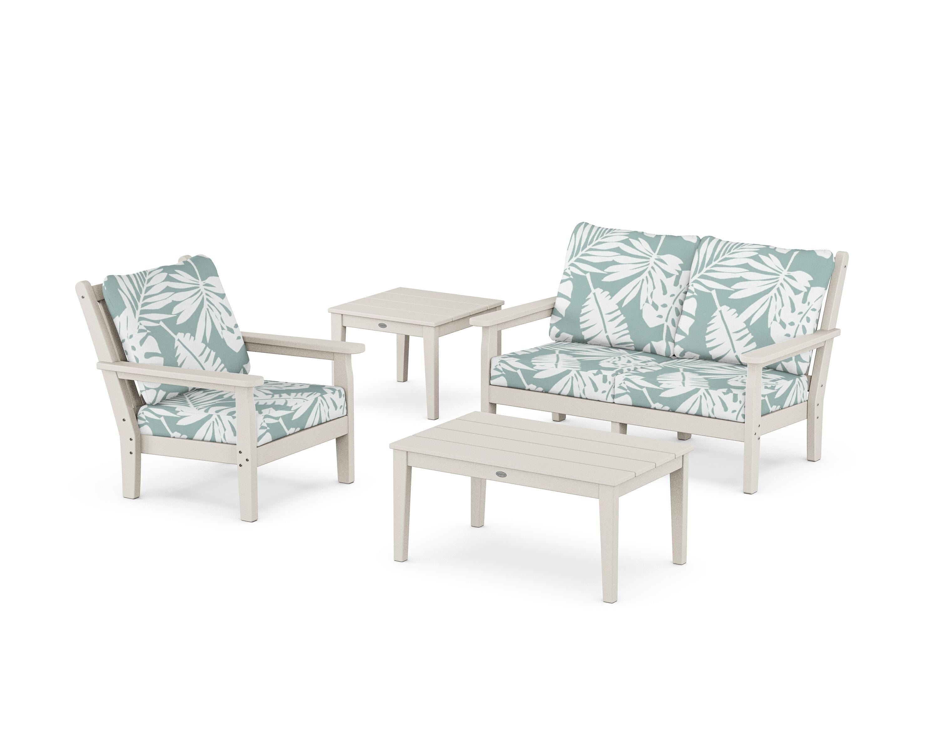 POLYWOOD Chippendale 4-Piece Deep Seating Set in Sand / Leaf Glacier Spa