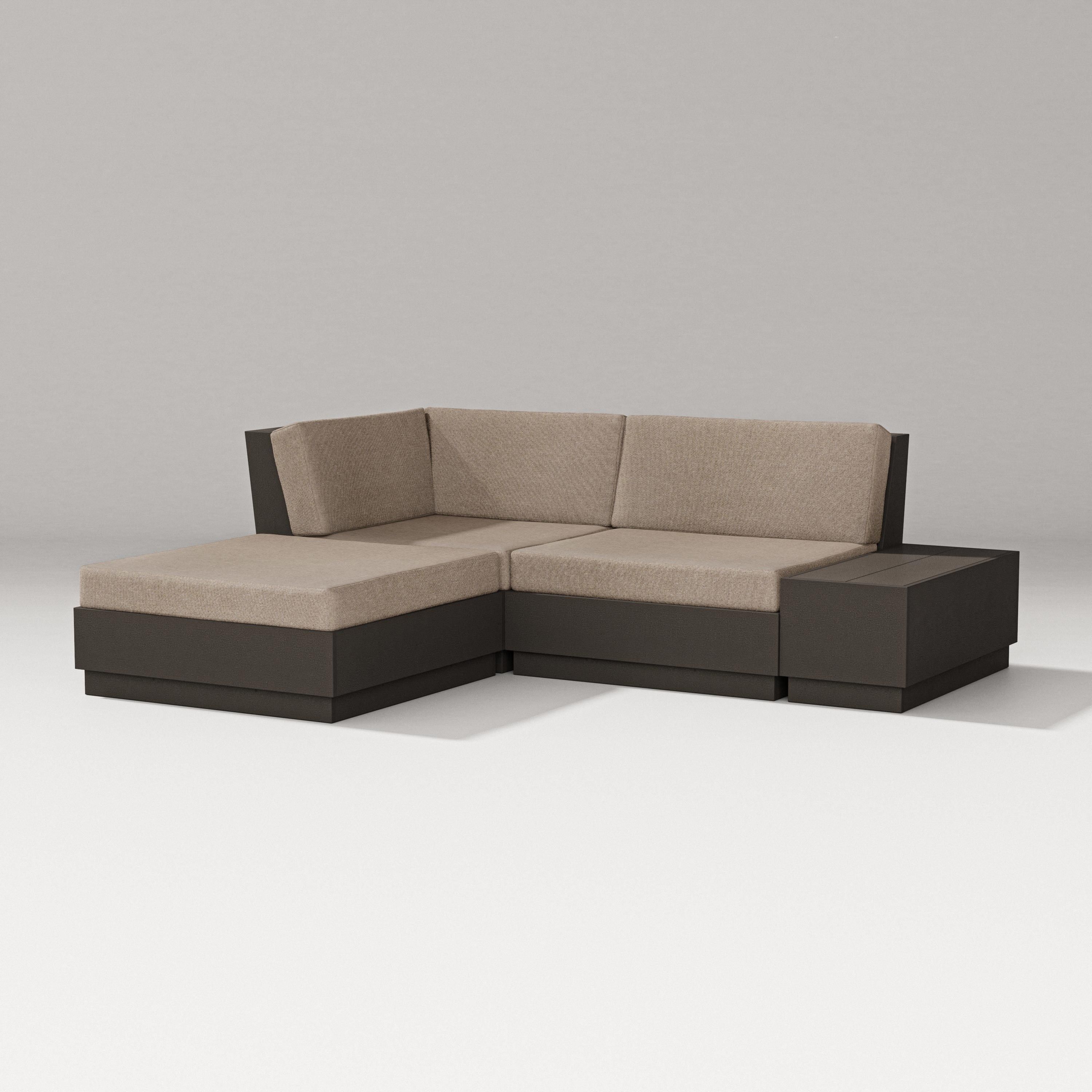 PW Designer Series Elevate Loveseat Sectional with Chaise in Vintage Coffee / Spiced Burlap