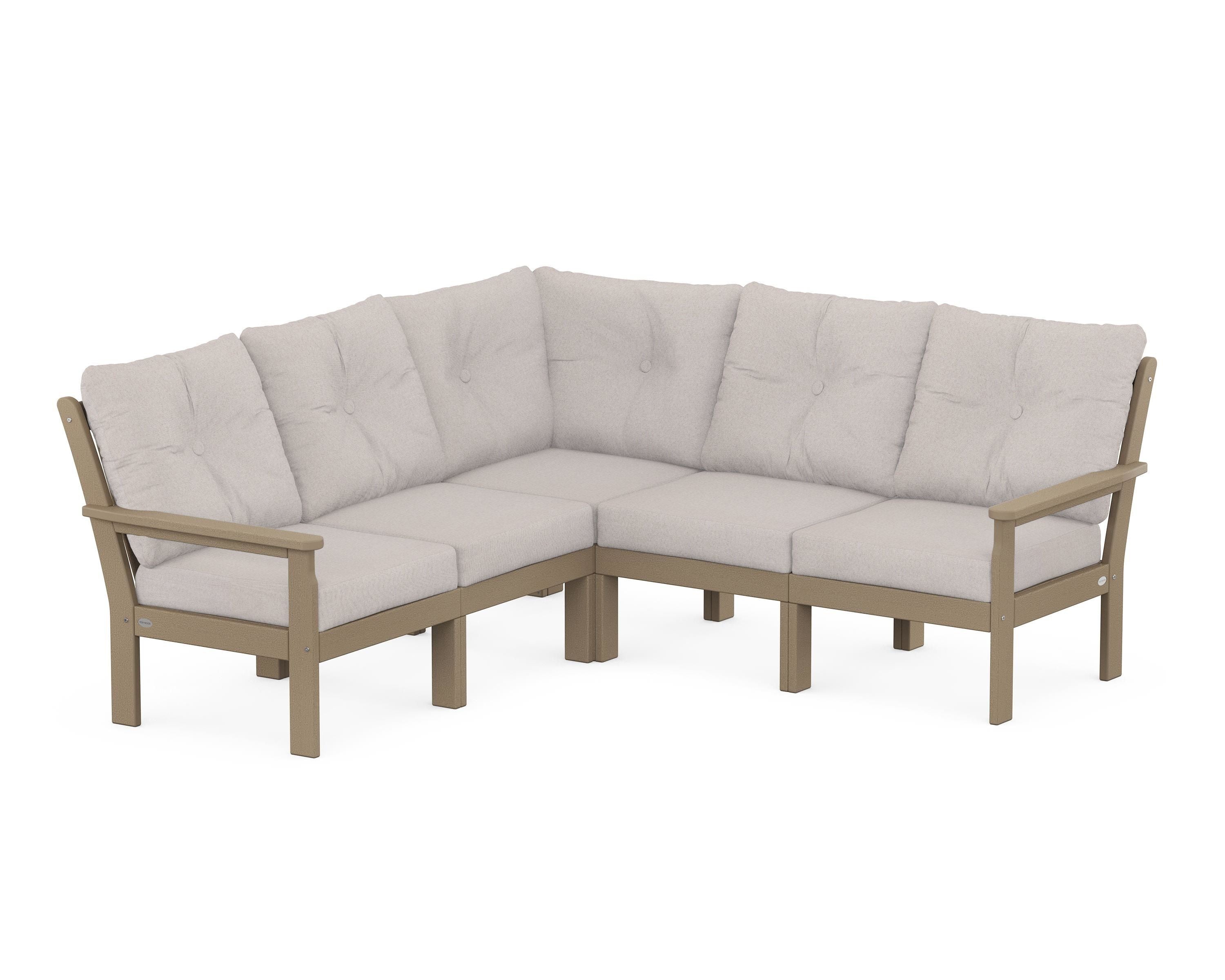 POLYWOOD Vineyard 5-Piece Sectional in Vintage Sahara / Dune Burlap