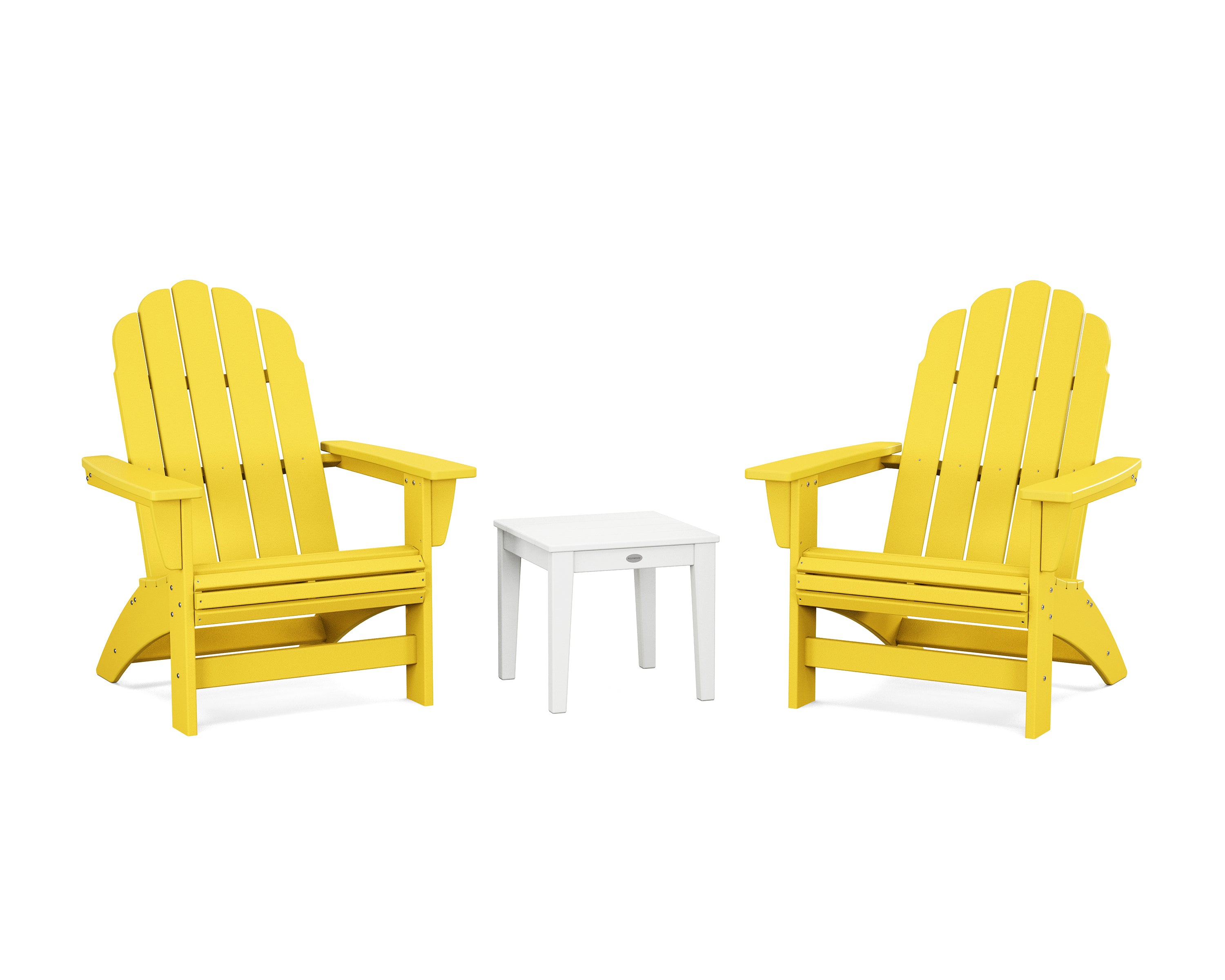 POLYWOOD® 3-Piece Vineyard Grand Adirondack Set in Lemon / White