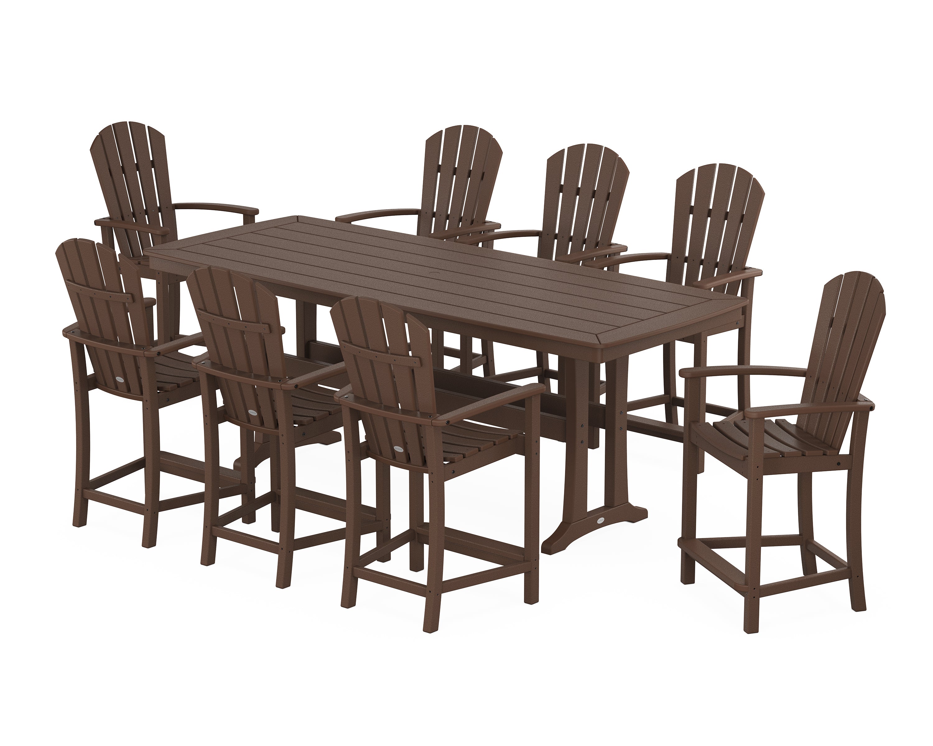 POLYWOOD Palm Coast 9-Piece Counter Set with Trestle Legs in Mahogany