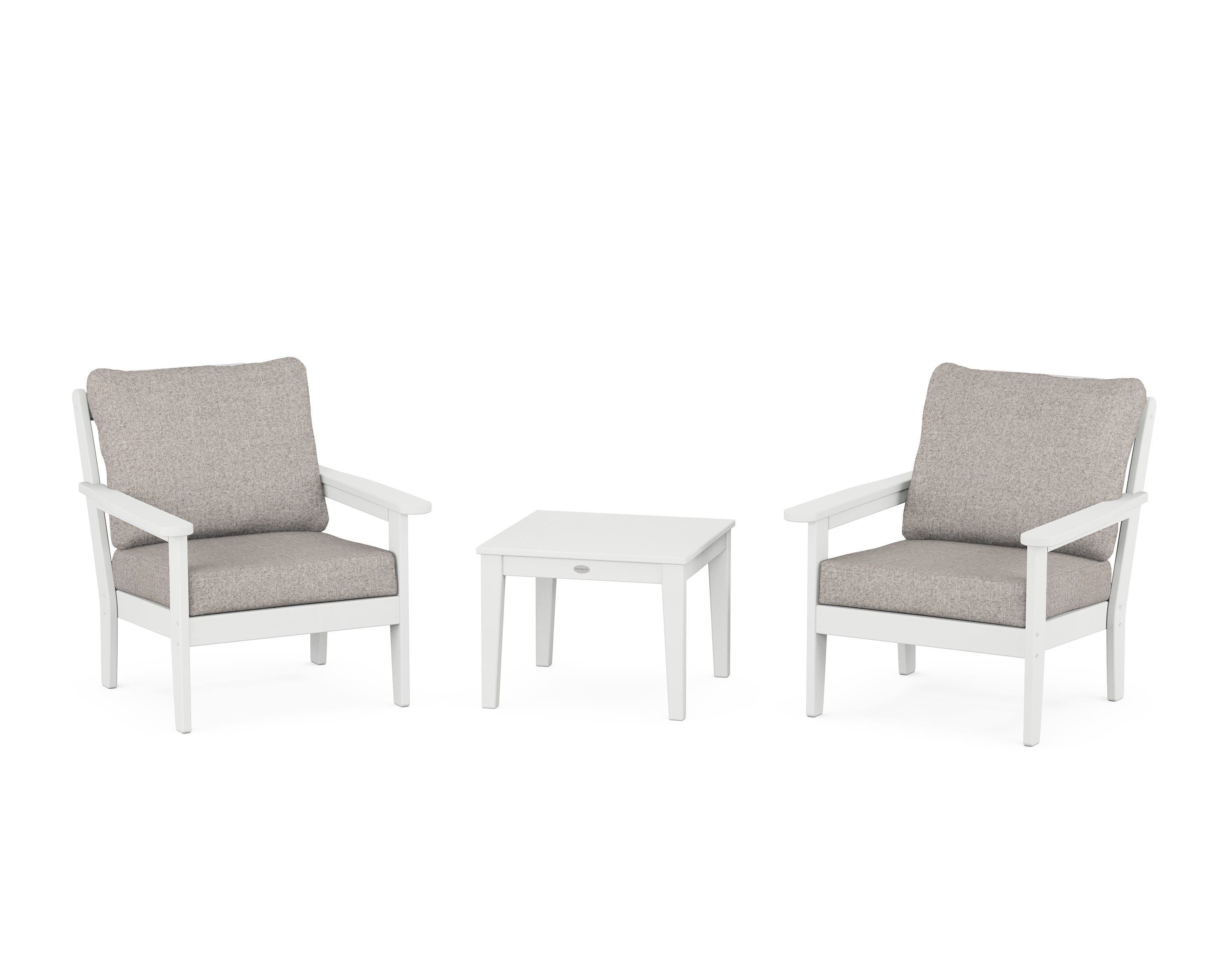Country Living Cottage 3-Piece Deep Seating Set in White / Weathered Tweed