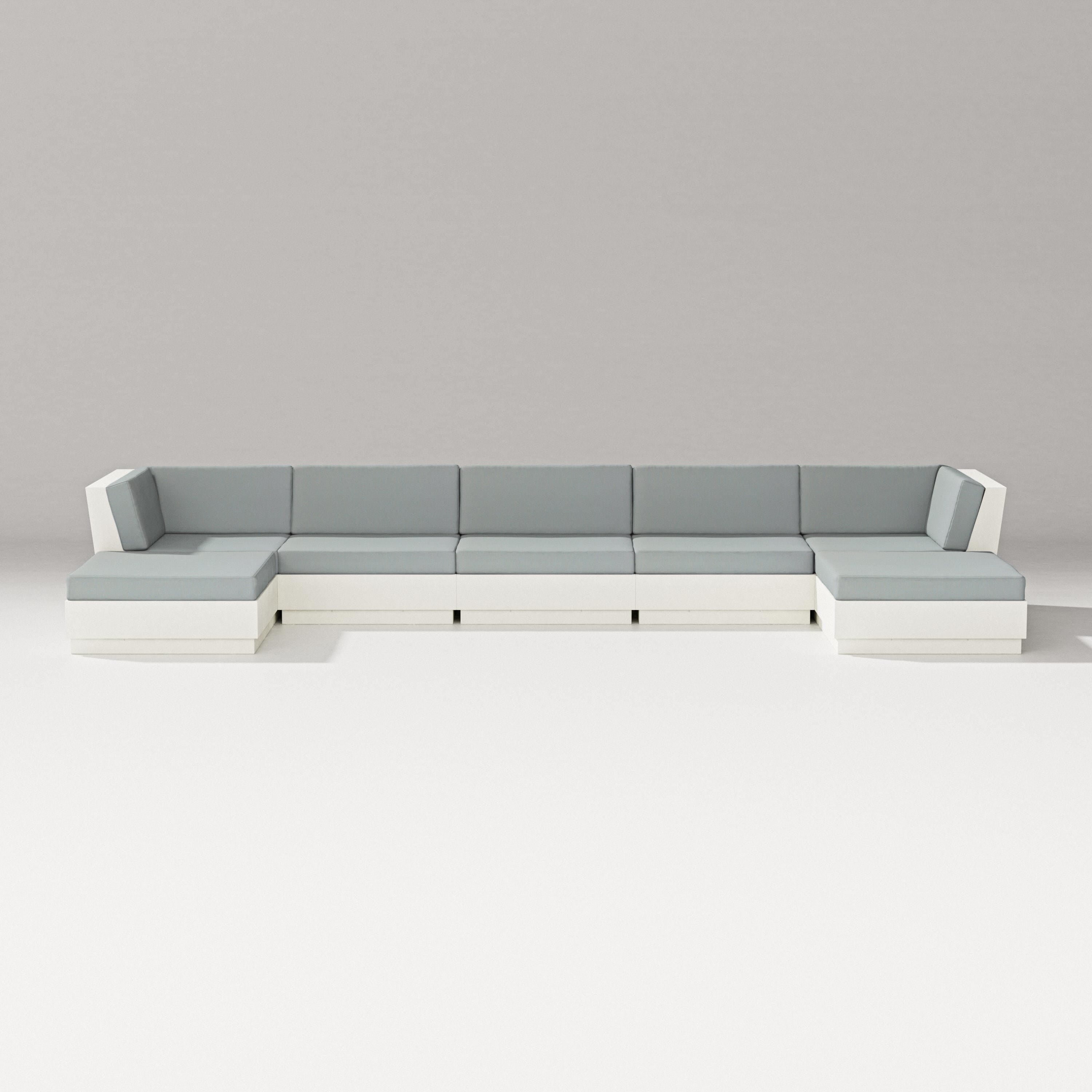 PW Designer Series Elevate 7-Piece Double Chaise Sectional in Vintage White / Spa