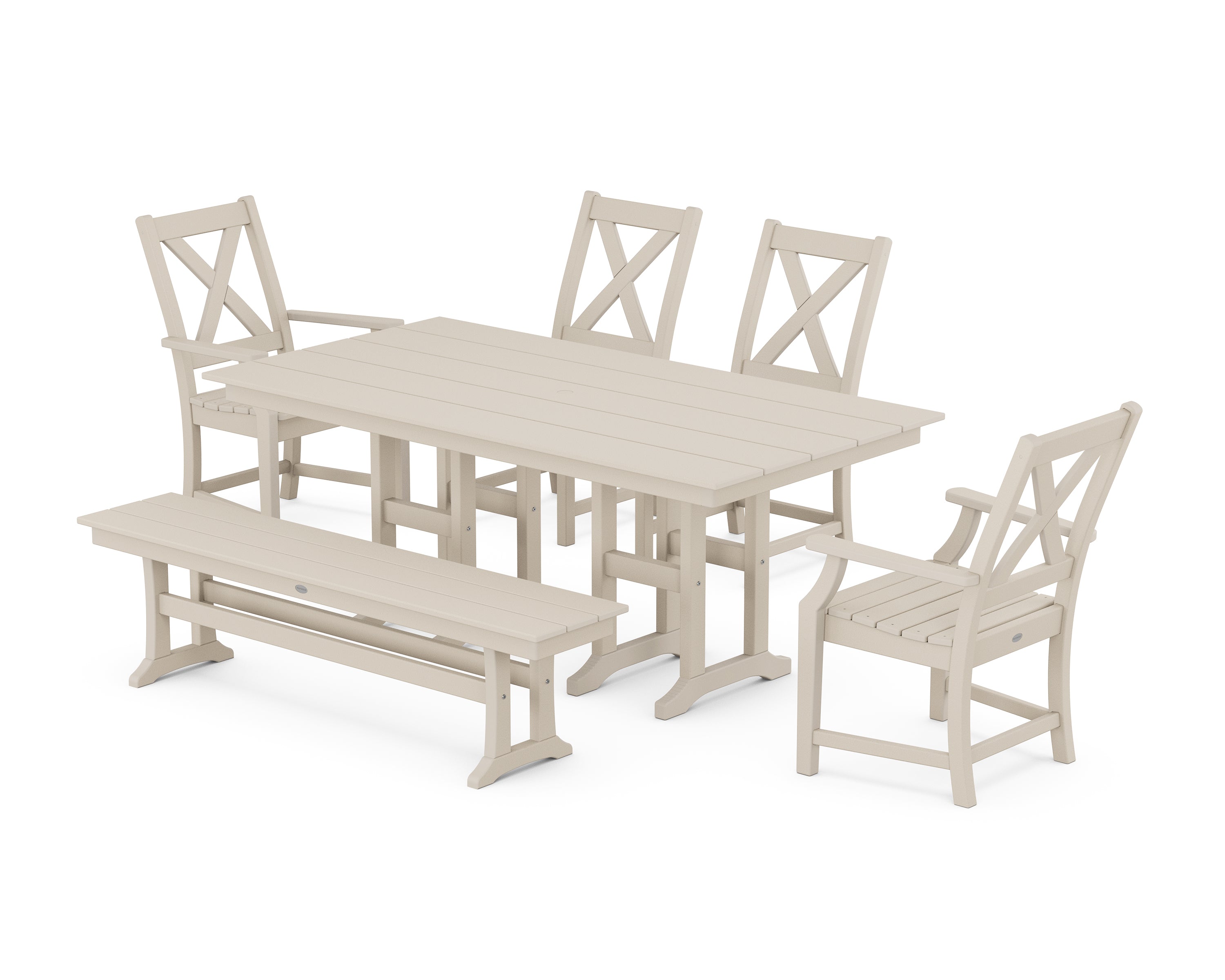 POLYWOOD® Braxton 6-Piece Farmhouse Dining Set in Sand