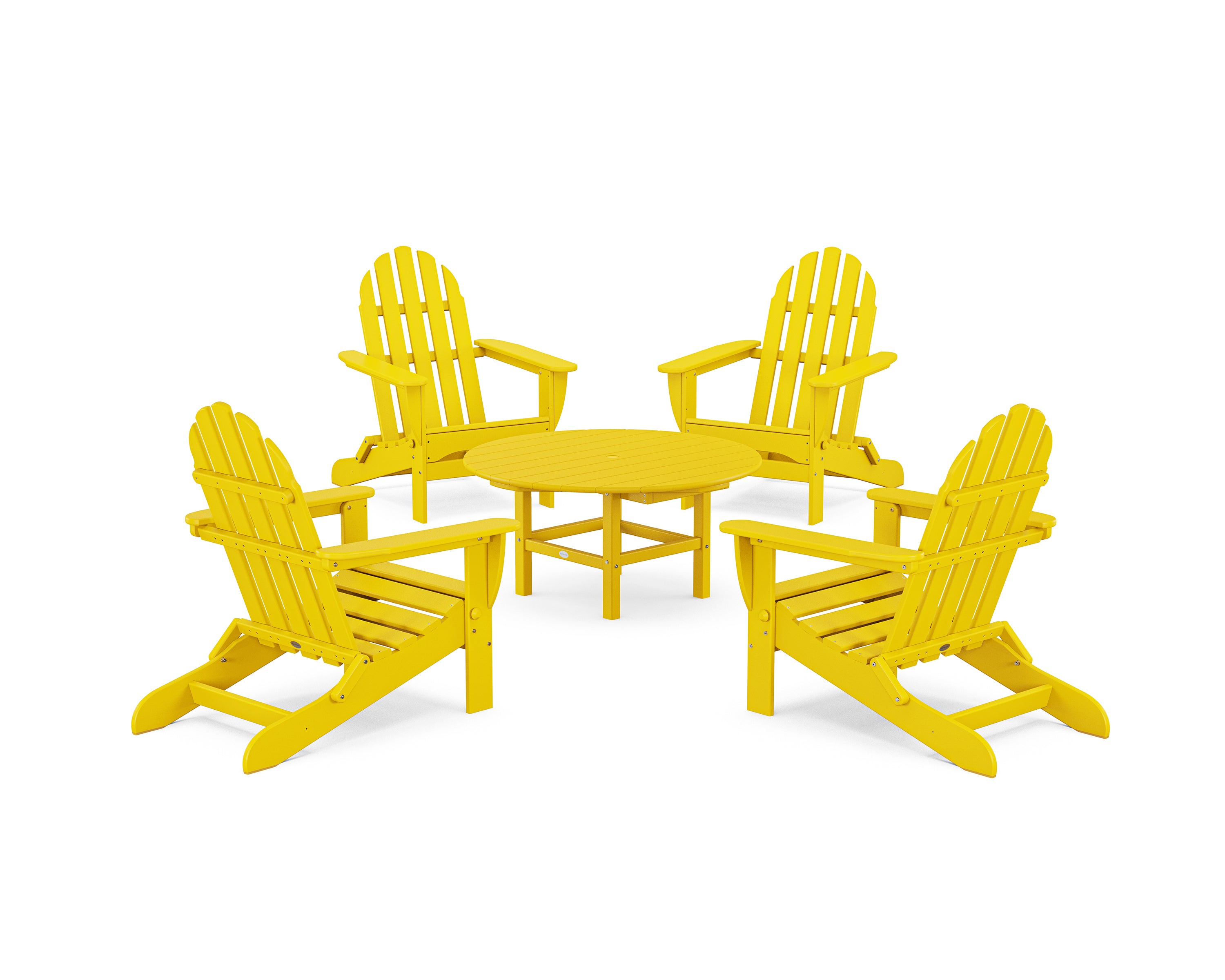 POLYWOOD® Classic Folding Adirondack 5-Piece Conversation Group in Lemon
