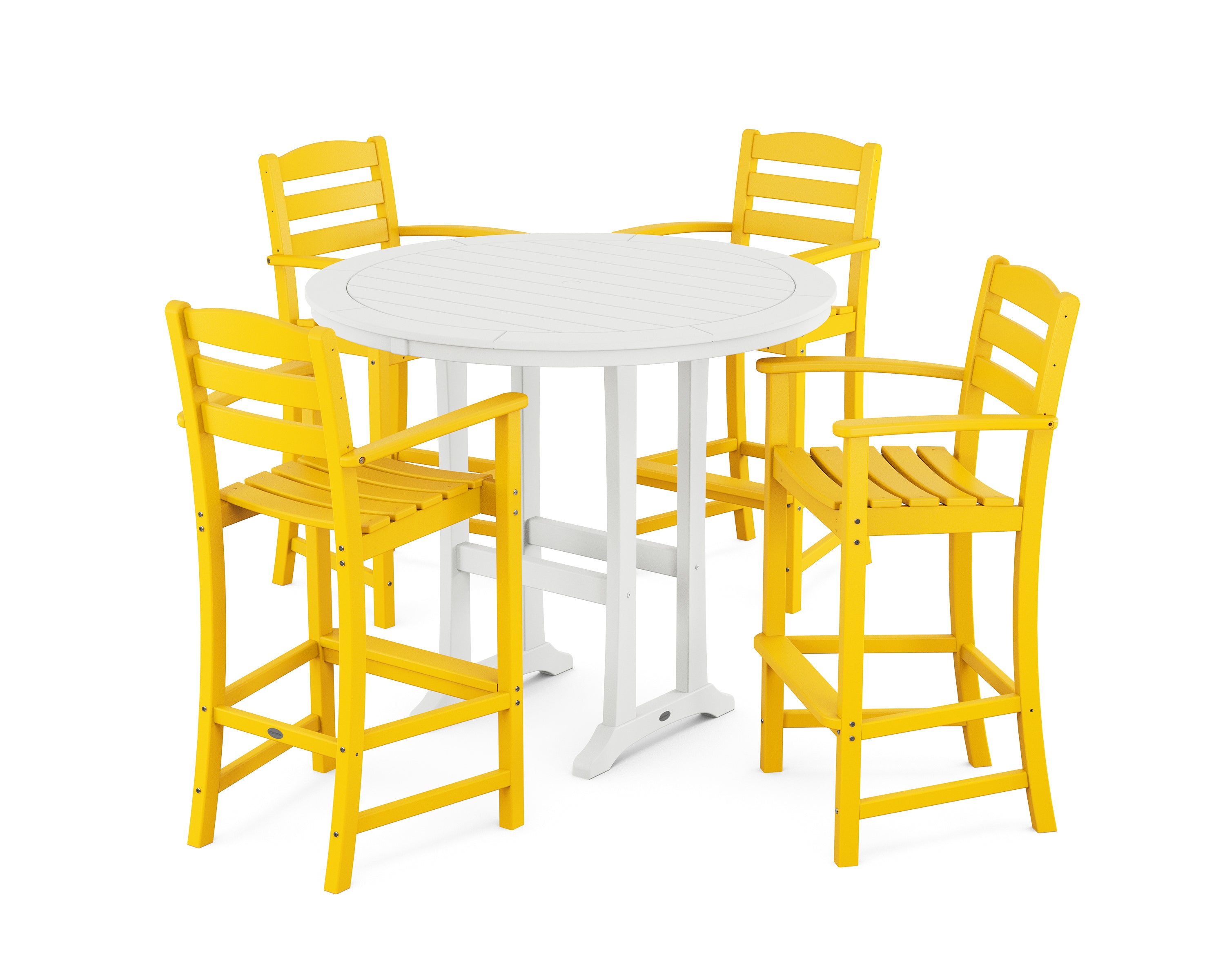 POLYWOOD® La Casa Café 5-Piece Bar Dining Set in Lemon / White