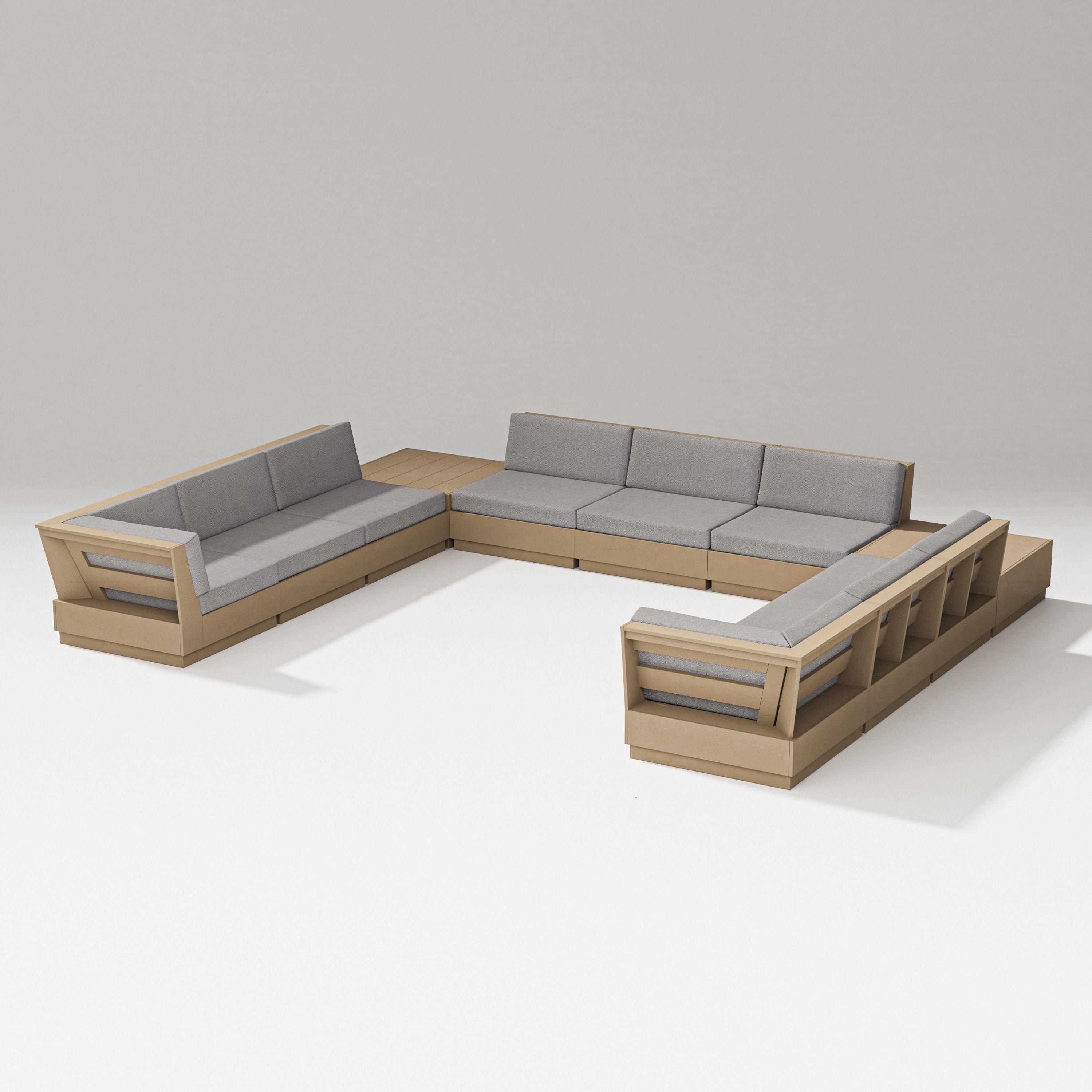 PW Designer Series Elevate 11-Piece U-Shaped Sofa Sectional in Vintage Sahara / Grey Mist