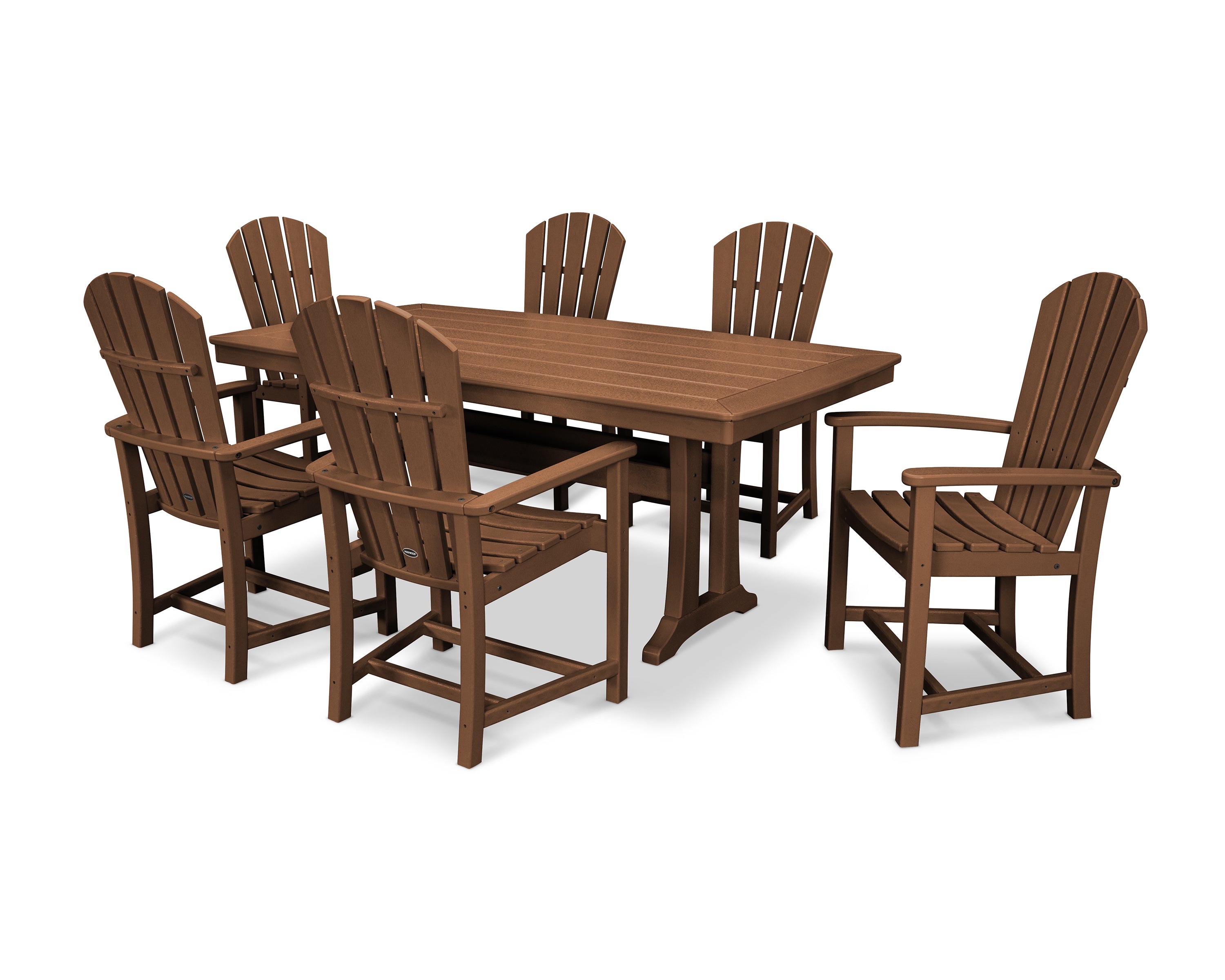 POLYWOOD Palm Coast 7-Piece Dining Set with Trestle Legs in Teak