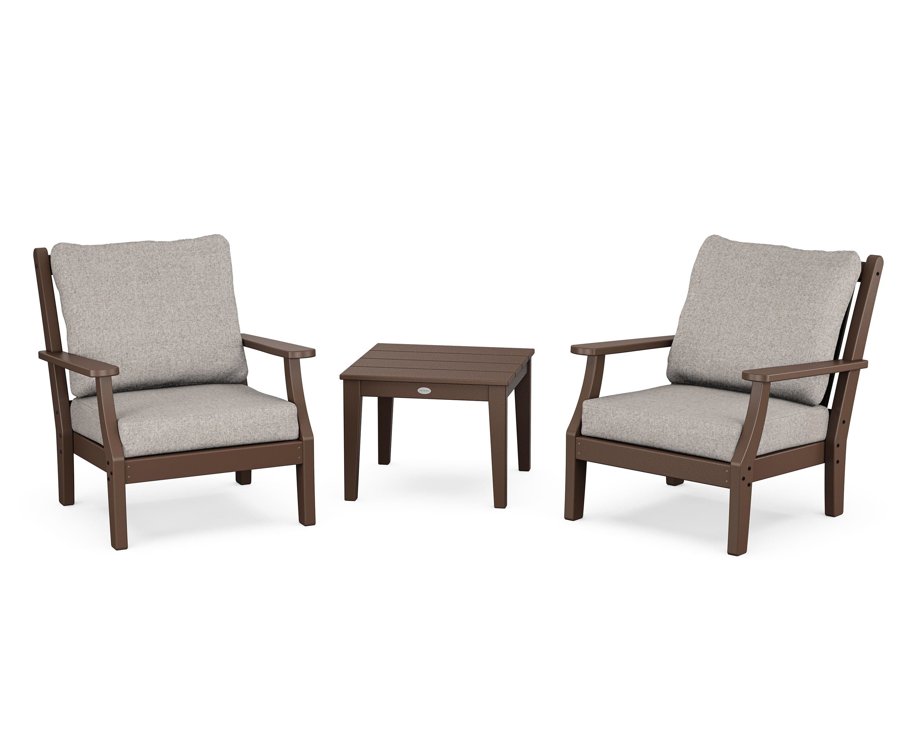 Country Living Wovendale 3-Piece Deep Seating Set in Mahogany / Weathered Tweed