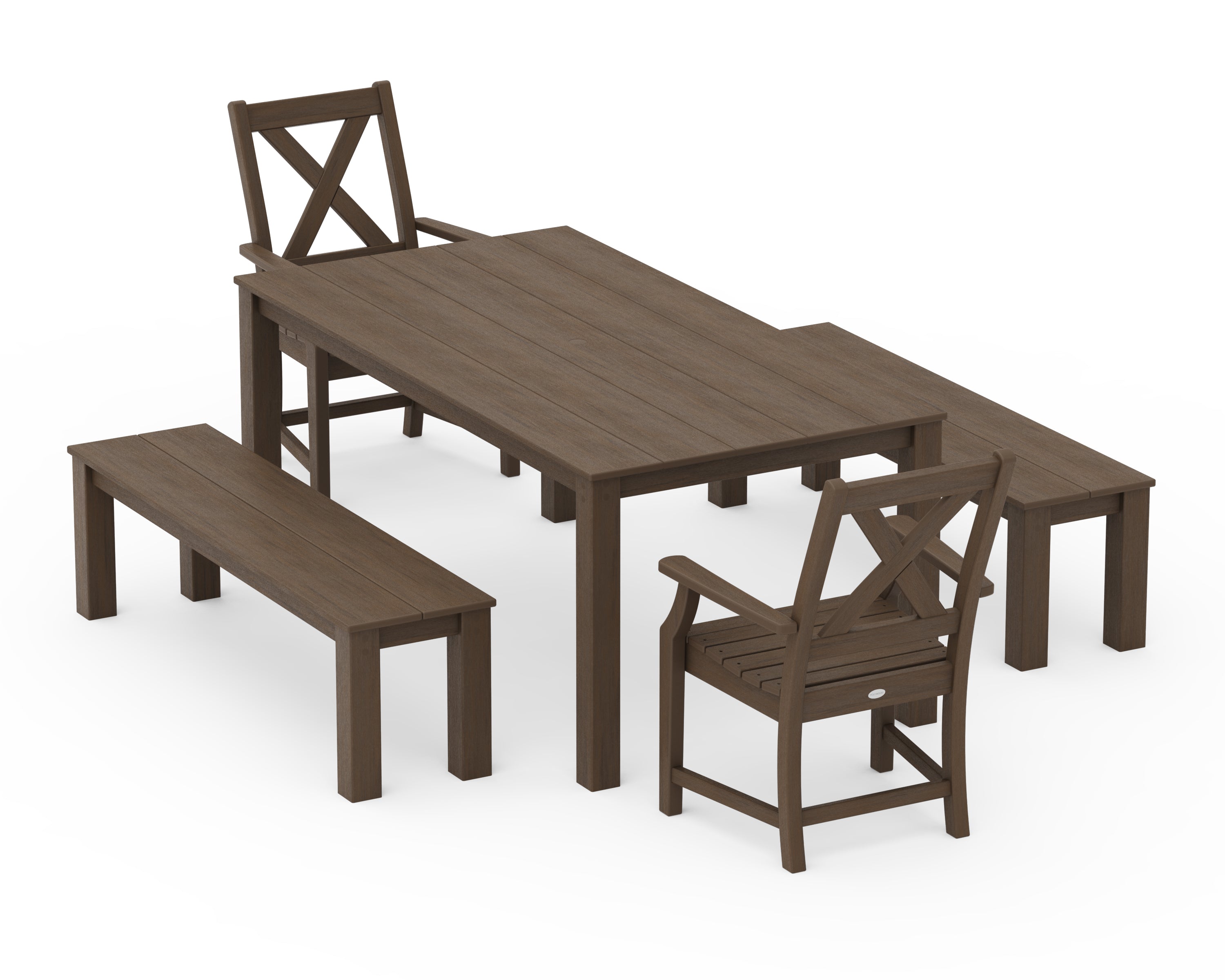 POLYWOOD Braxton 5-Piece Parsons Dining Set with Benches in Kona