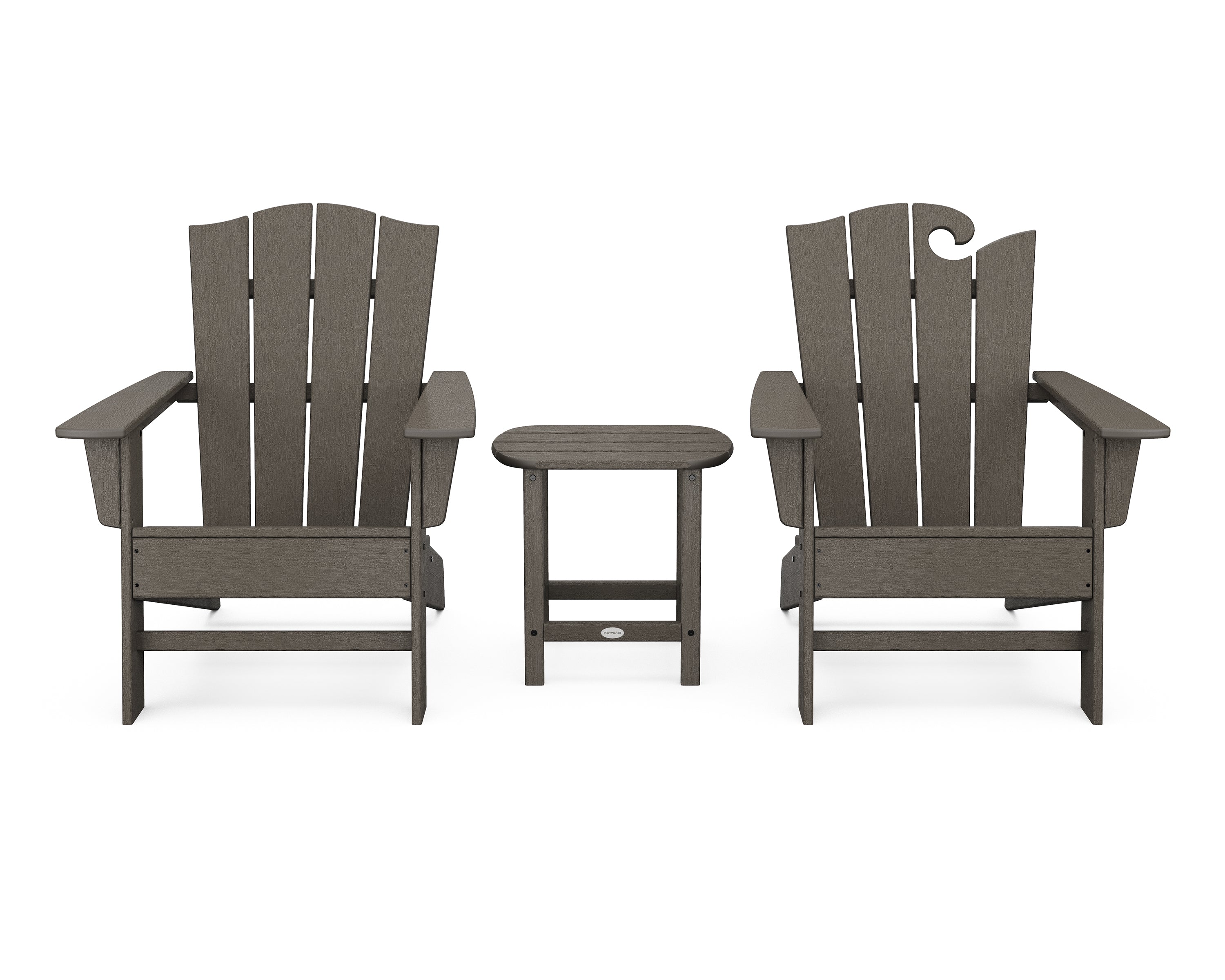 POLYWOOD Wave Collection 3-Piece Set in Vintage Coffee