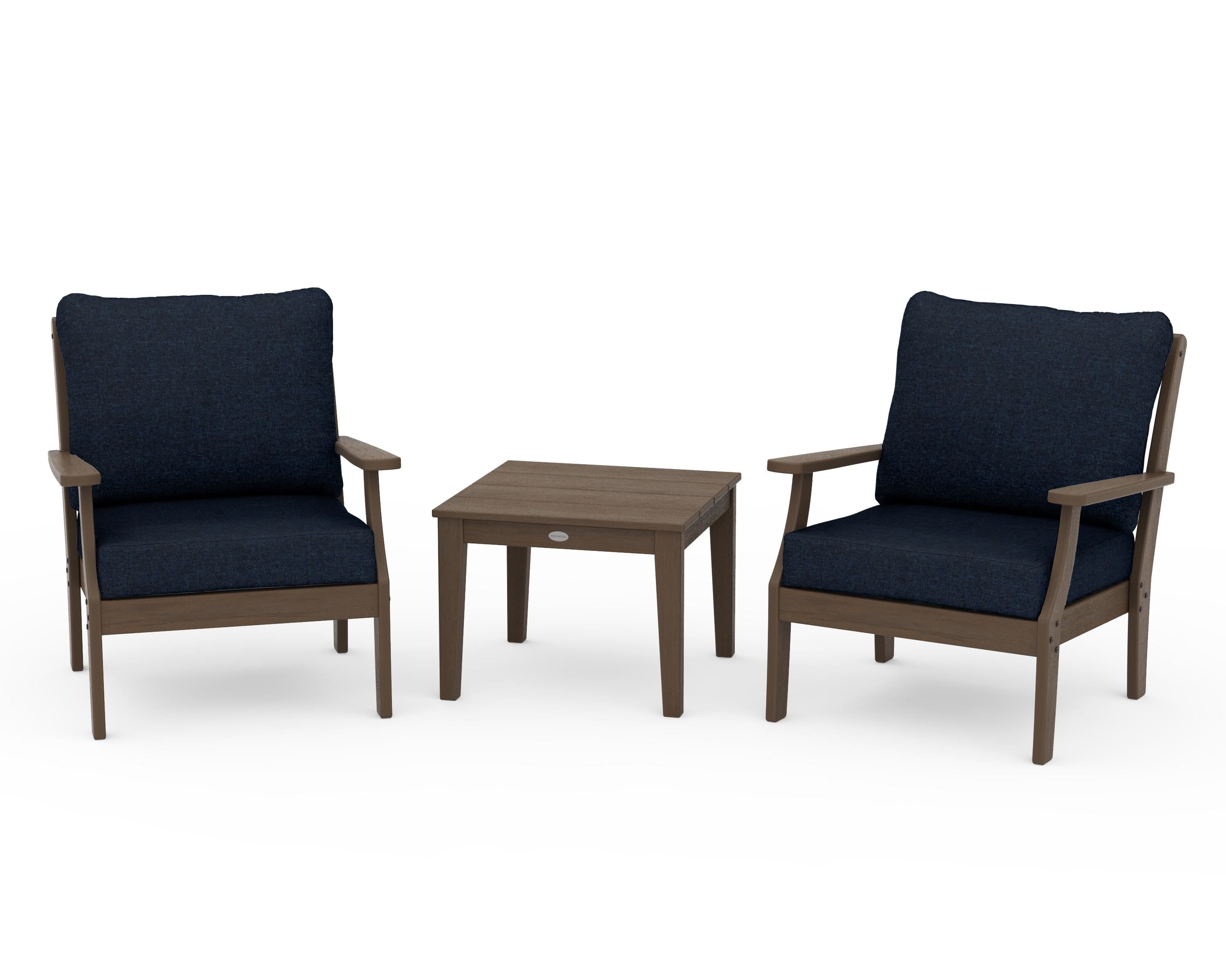 POLYWOOD Braxton 3-Piece Deep Seating Set in Kona / Marine Indigo