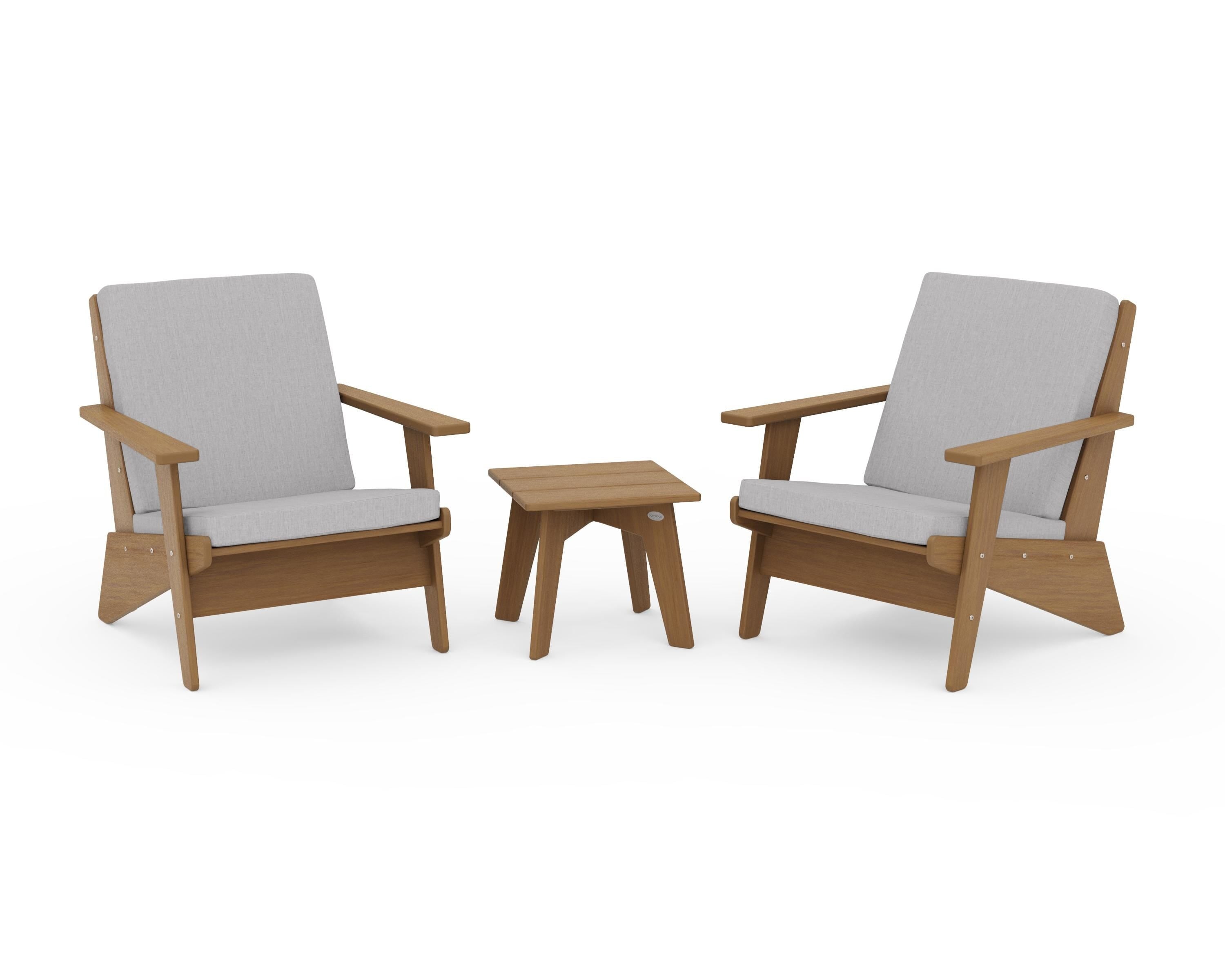 POLYWOOD Riviera Modern Lounge 3-Piece Set in Natural / Granite