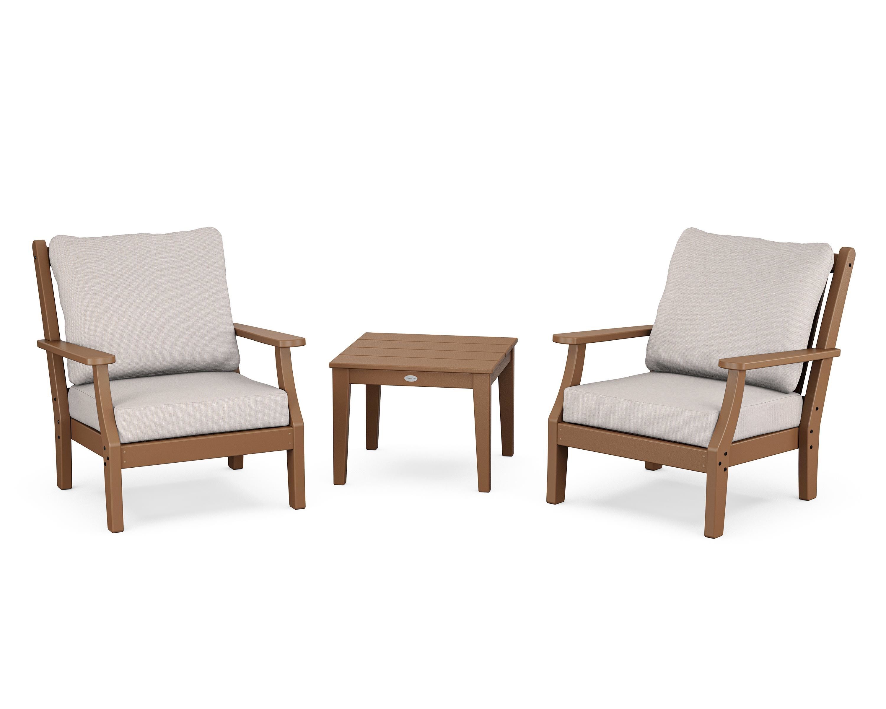 Country Living Wovendale 3-Piece Deep Seating Set in Teak / Dune Burlap