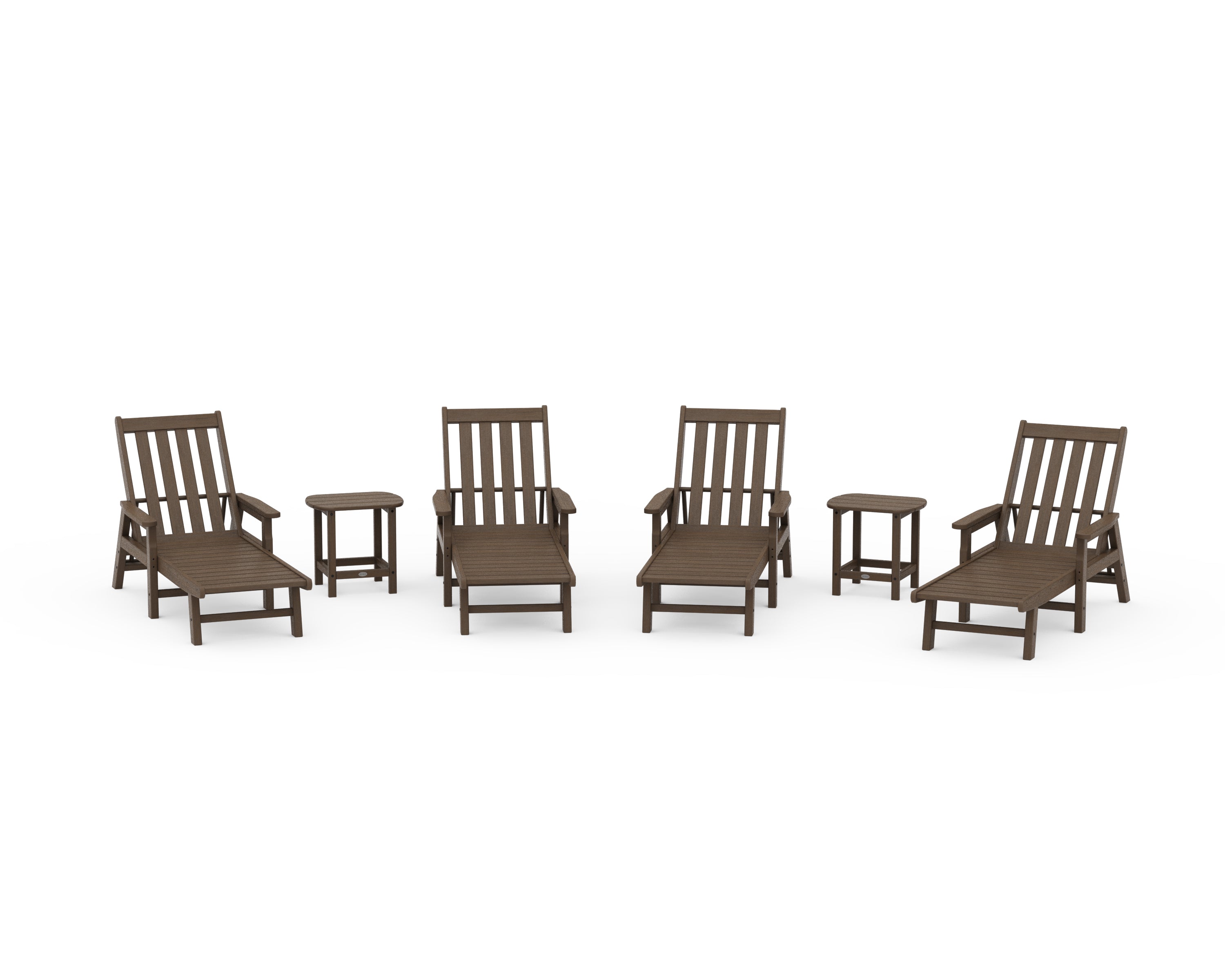 POLYWOOD Vineyard 6-Piece Chaise with Arms Set in Kona