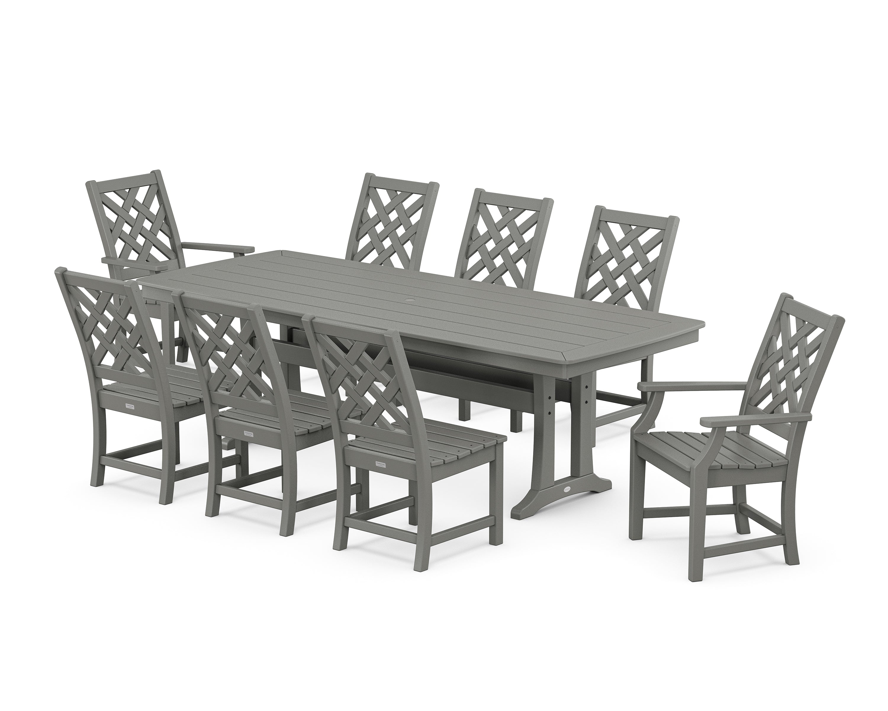 Country Living Wovendale 9-Piece Dining Set with Trestle Legs in Slate Grey