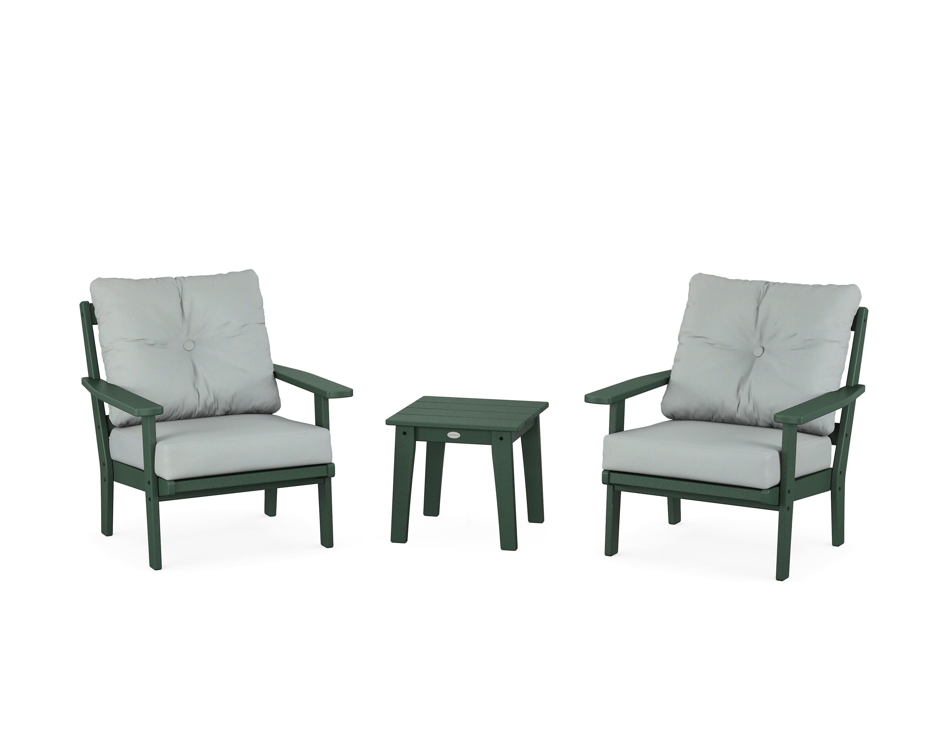 POLYWOOD Oxford 3-Piece Deep Seating Set in Green / Spa
