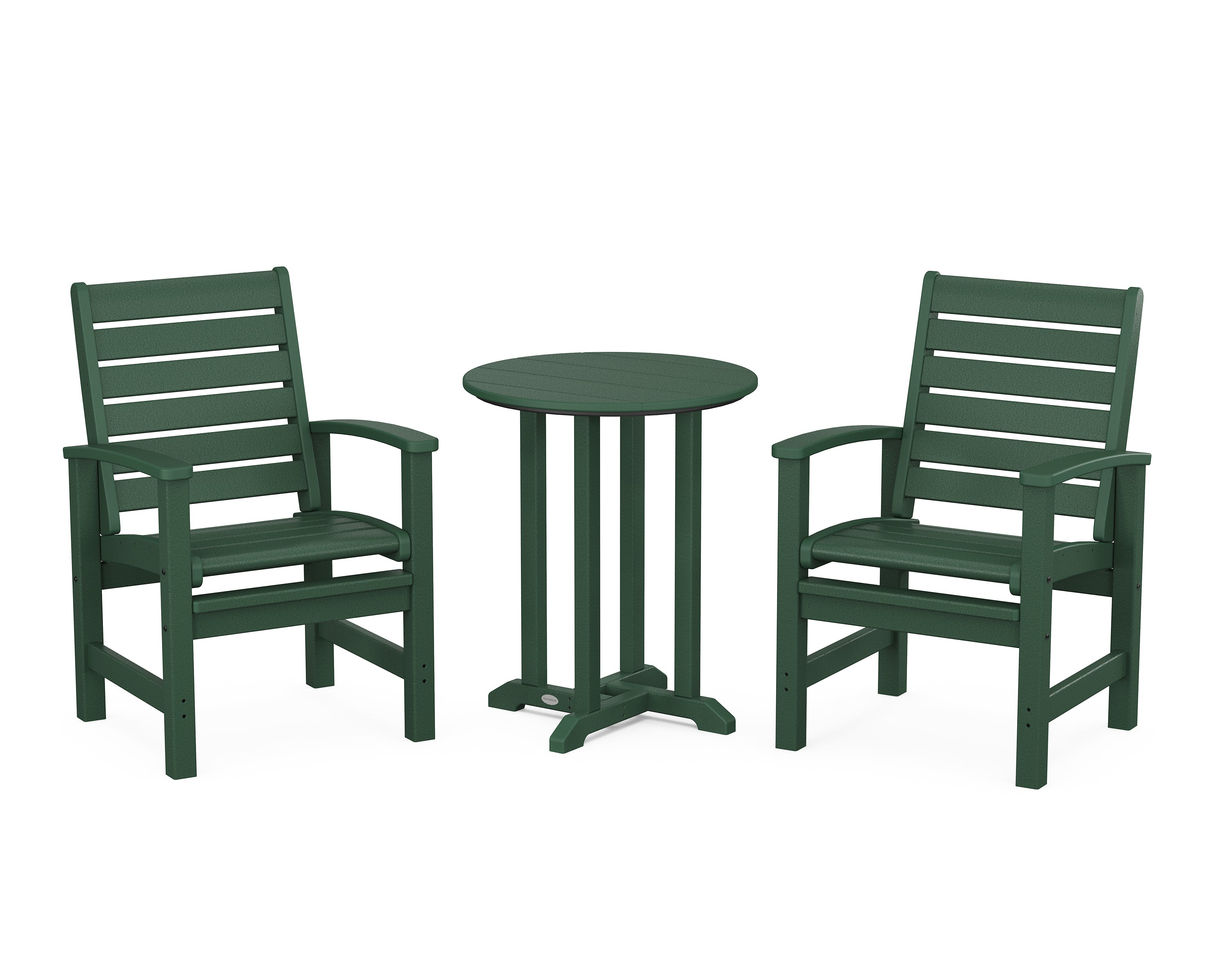 POLYWOOD Signature 3-Piece Round Farmhouse Bistro Dining Set in Green