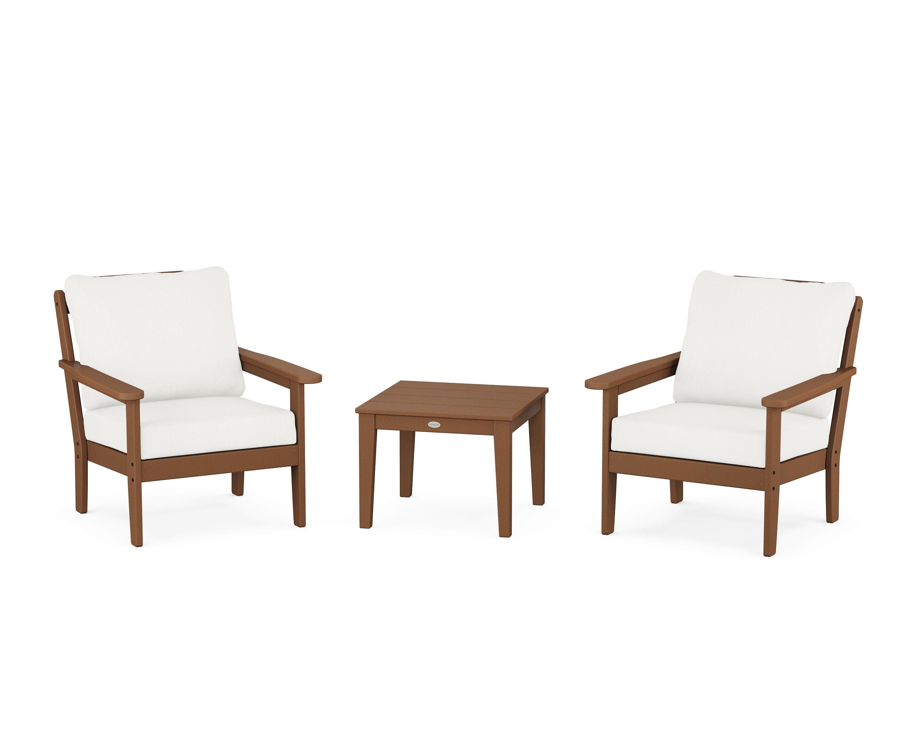 Country Living Cottage 3-Piece Deep Seating Set in Teak / Natural Linen