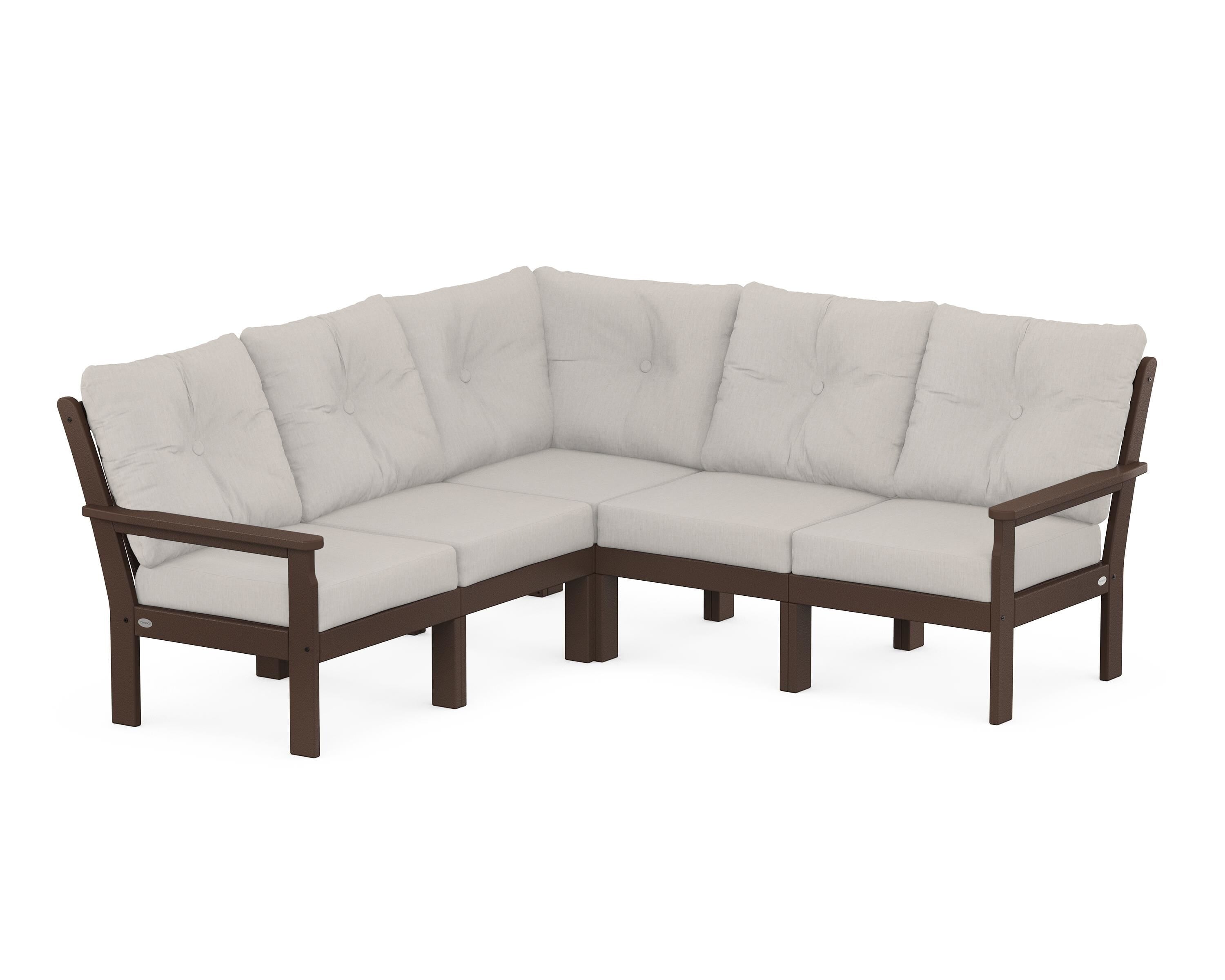 POLYWOOD Vineyard 5-Piece Sectional in Mahogany / Cast Ash