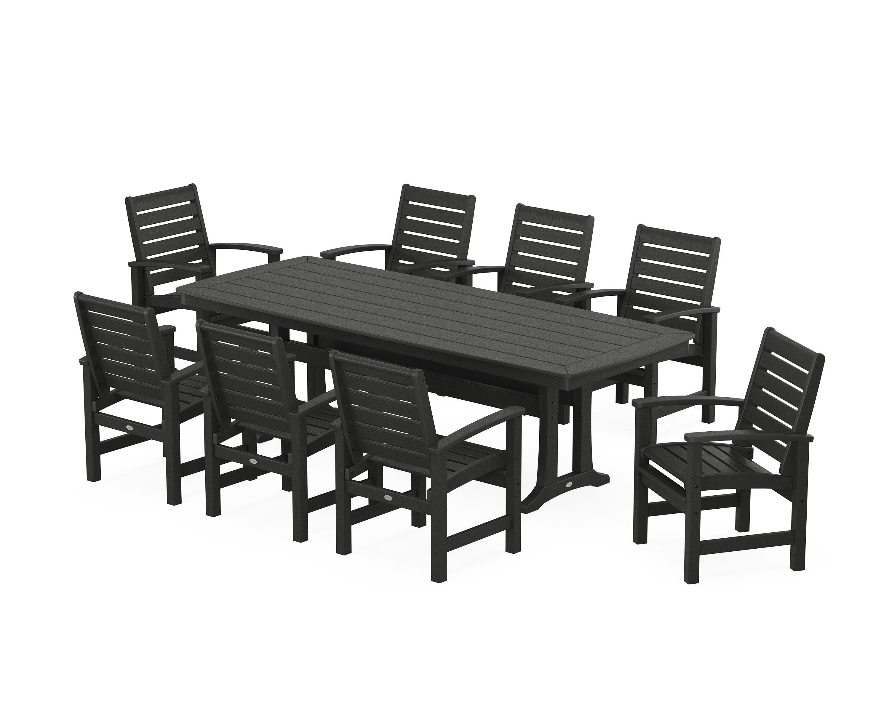 POLYWOOD® Signature 9-Piece Dining Set with Trestle Legs in Black