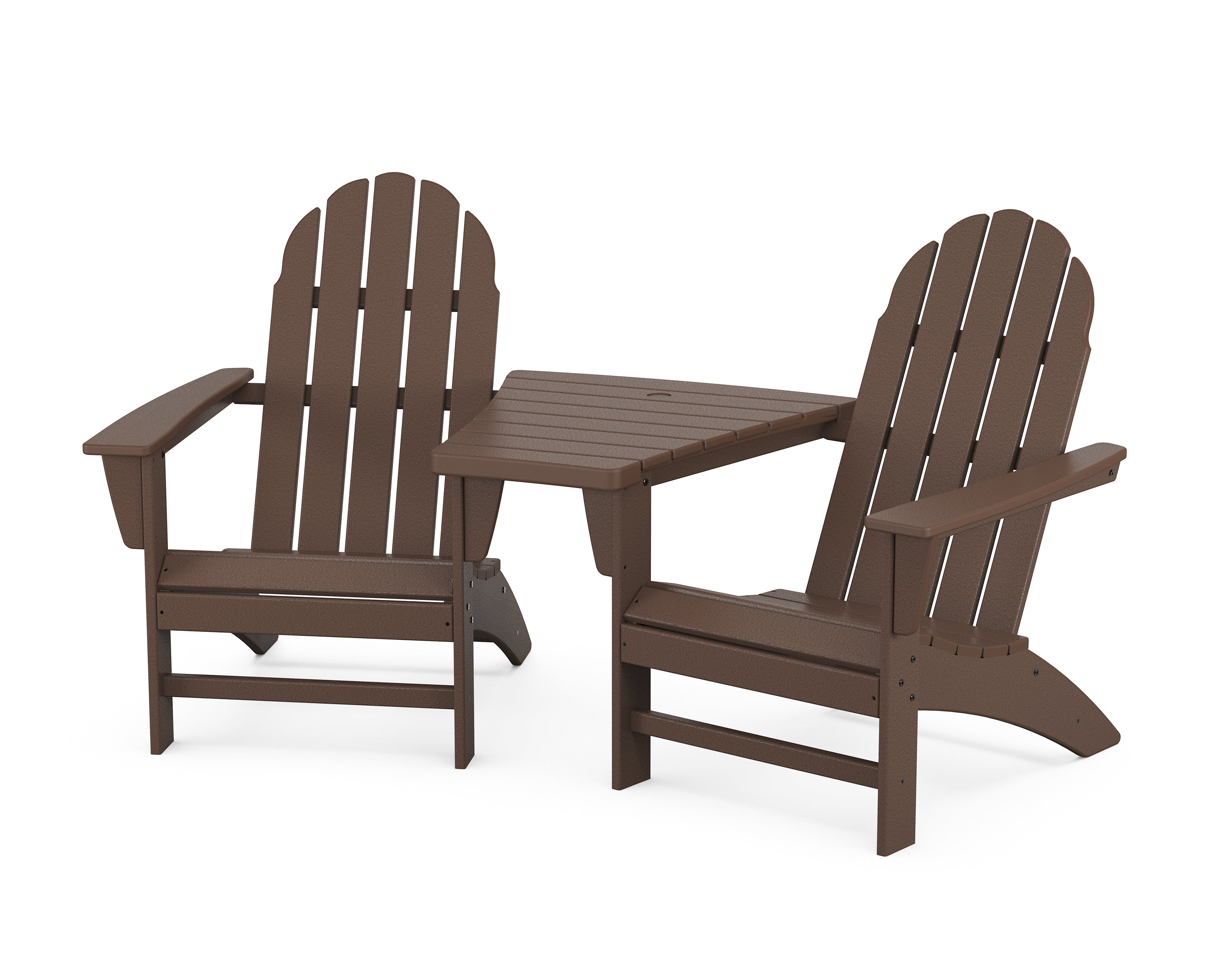 POLYWOOD® Vineyard 3-Piece Adirondack Set with Angled Connecting Table in Mahogany