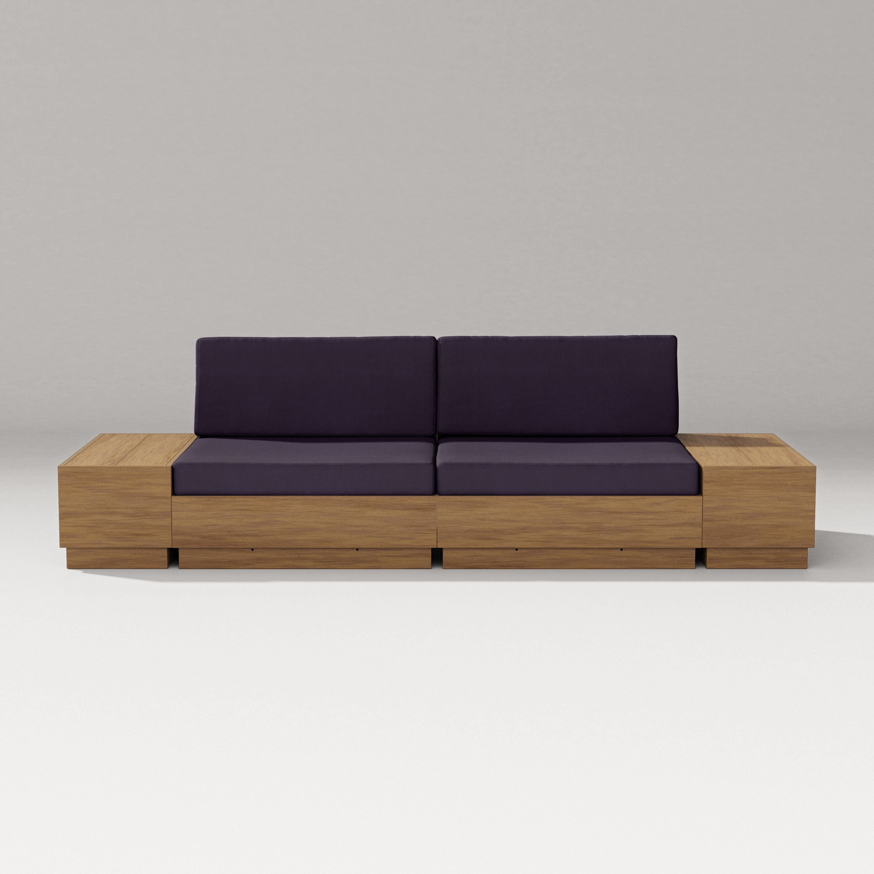 PW Designer Series Elevate 4-Piece Loveseat Sectional in Natural / Navy Linen