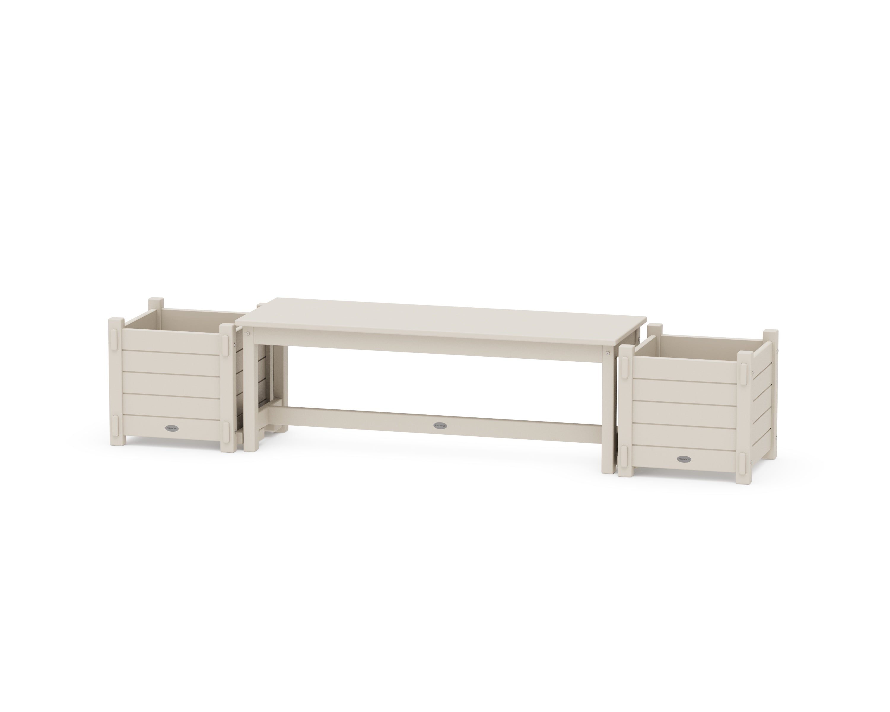 POLYWOOD 48" Nautical Straight Planter Bench Set in Sand