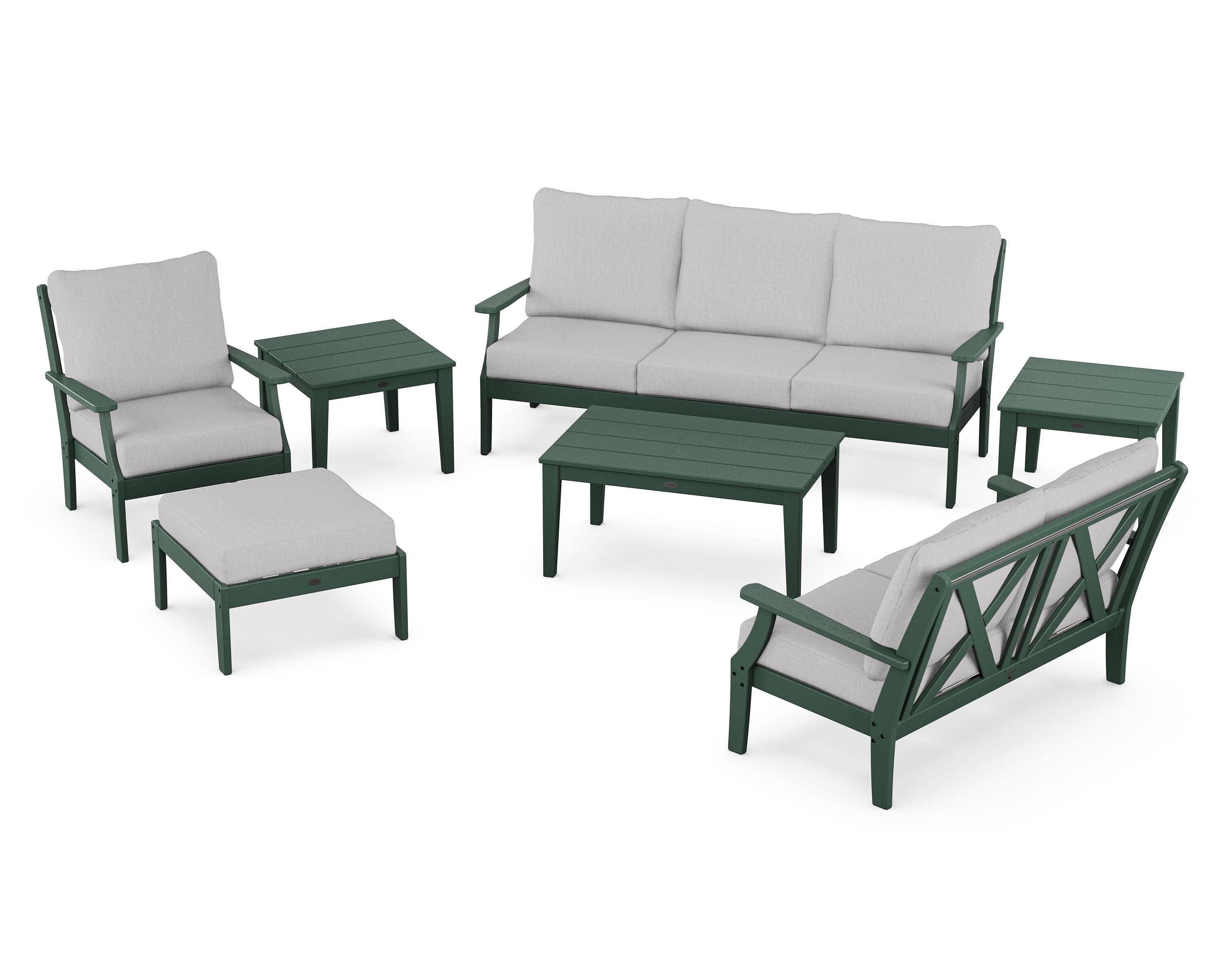 POLYWOOD Braxton 7-Piece Deep Seating Set in Green / Granite