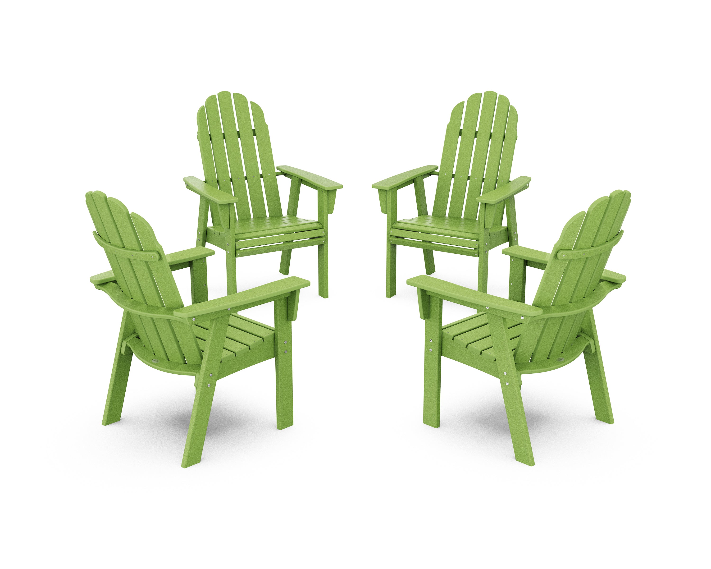 POLYWOOD Vineyard 4-Piece Curveback Upright Adirondack Conversation Set in Lime